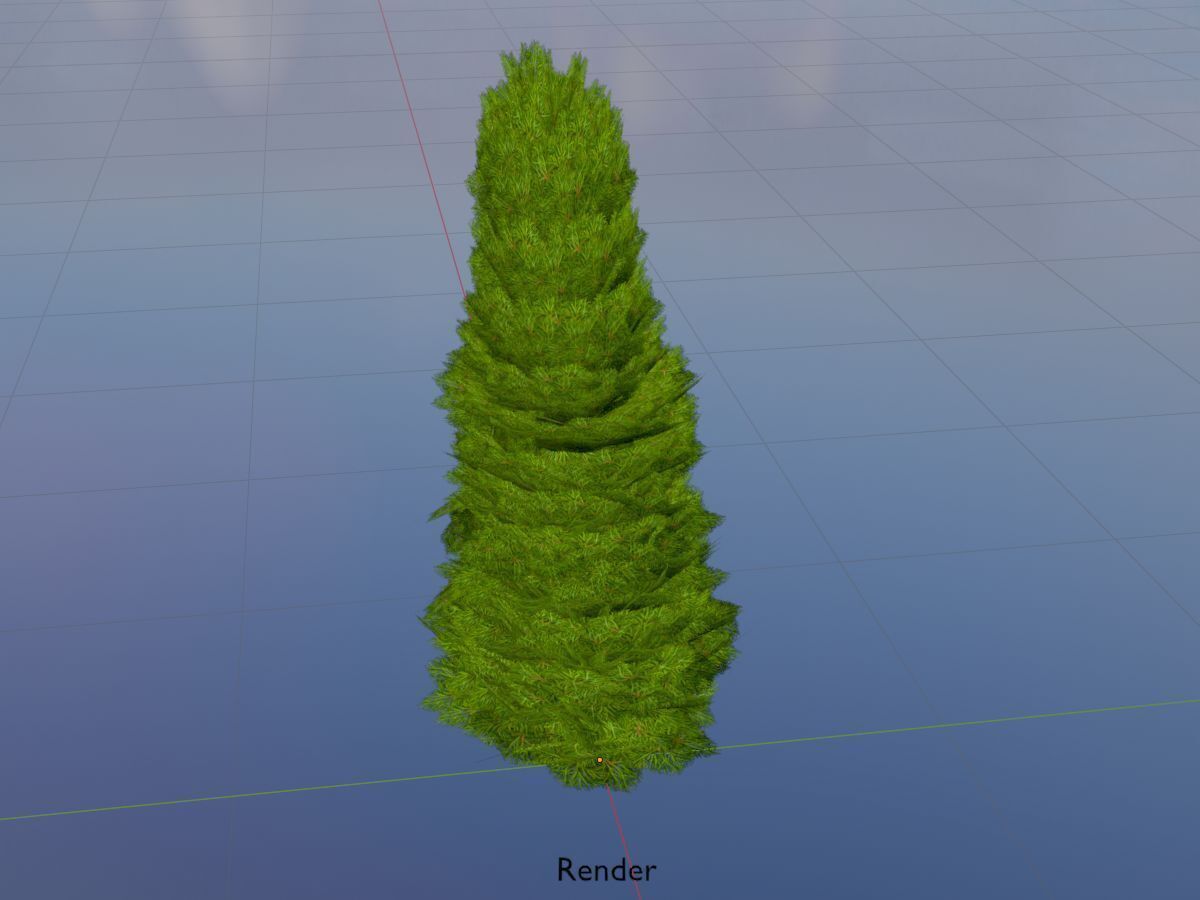 Mock cypress version-2 2000mm Low-poly 3D model_18