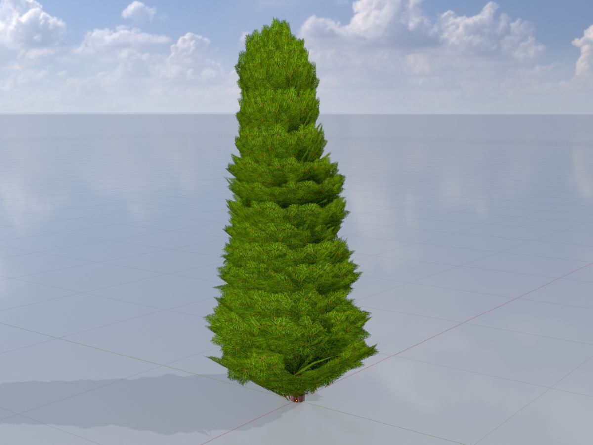 Mock cypress version-2 2000mm Low-poly 3D model_2