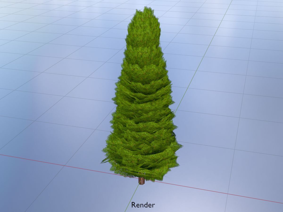 Mock cypress version-2 2000mm Low-poly 3D model_19