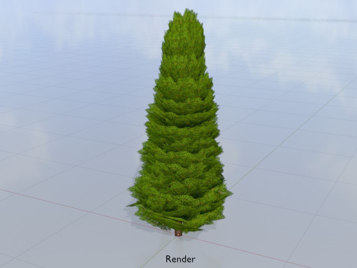 Mock cypress version-2 2000mm Low-poly 3D model_15