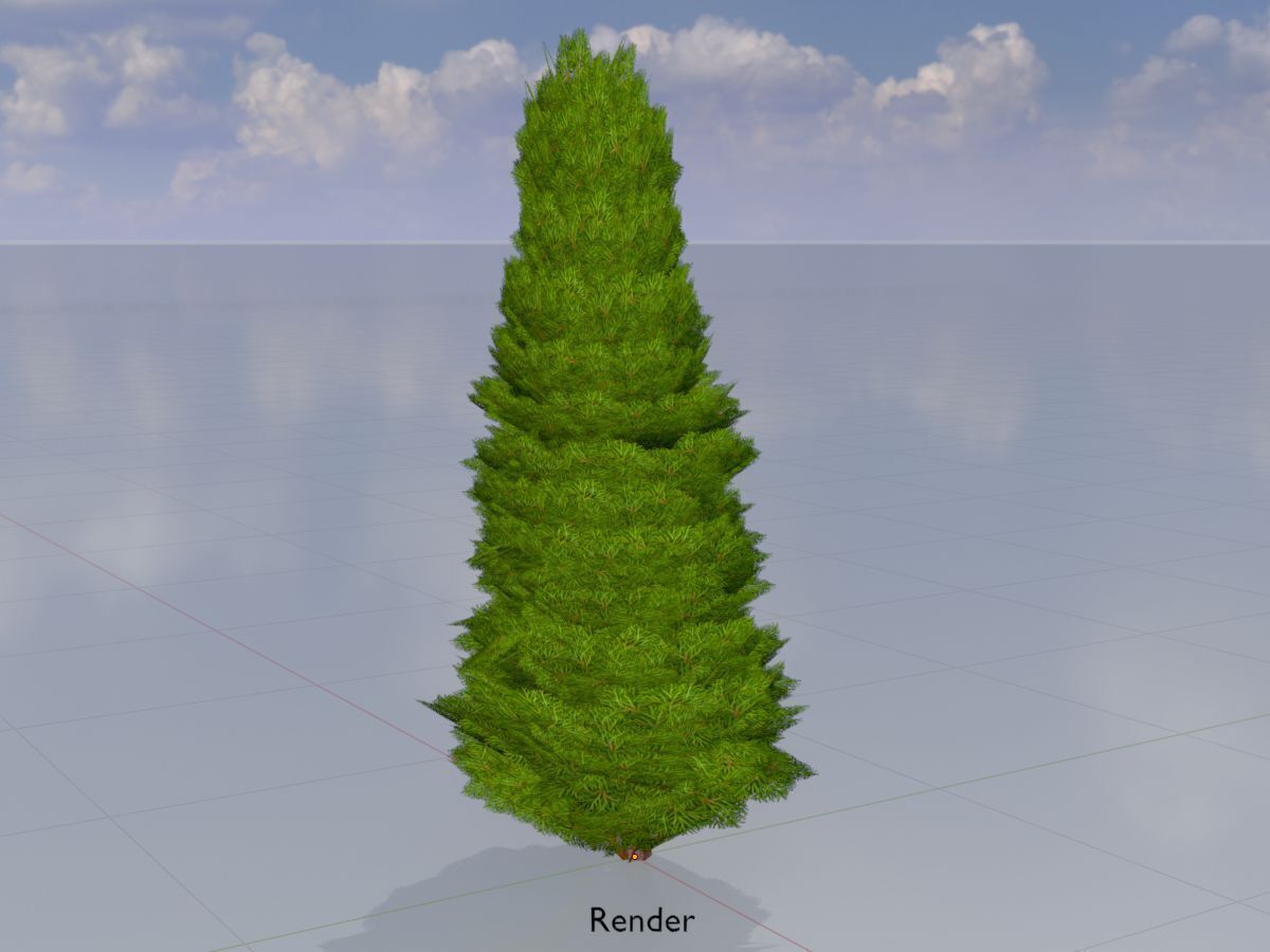 Mock cypress version-2 2000mm Low-poly 3D model_13