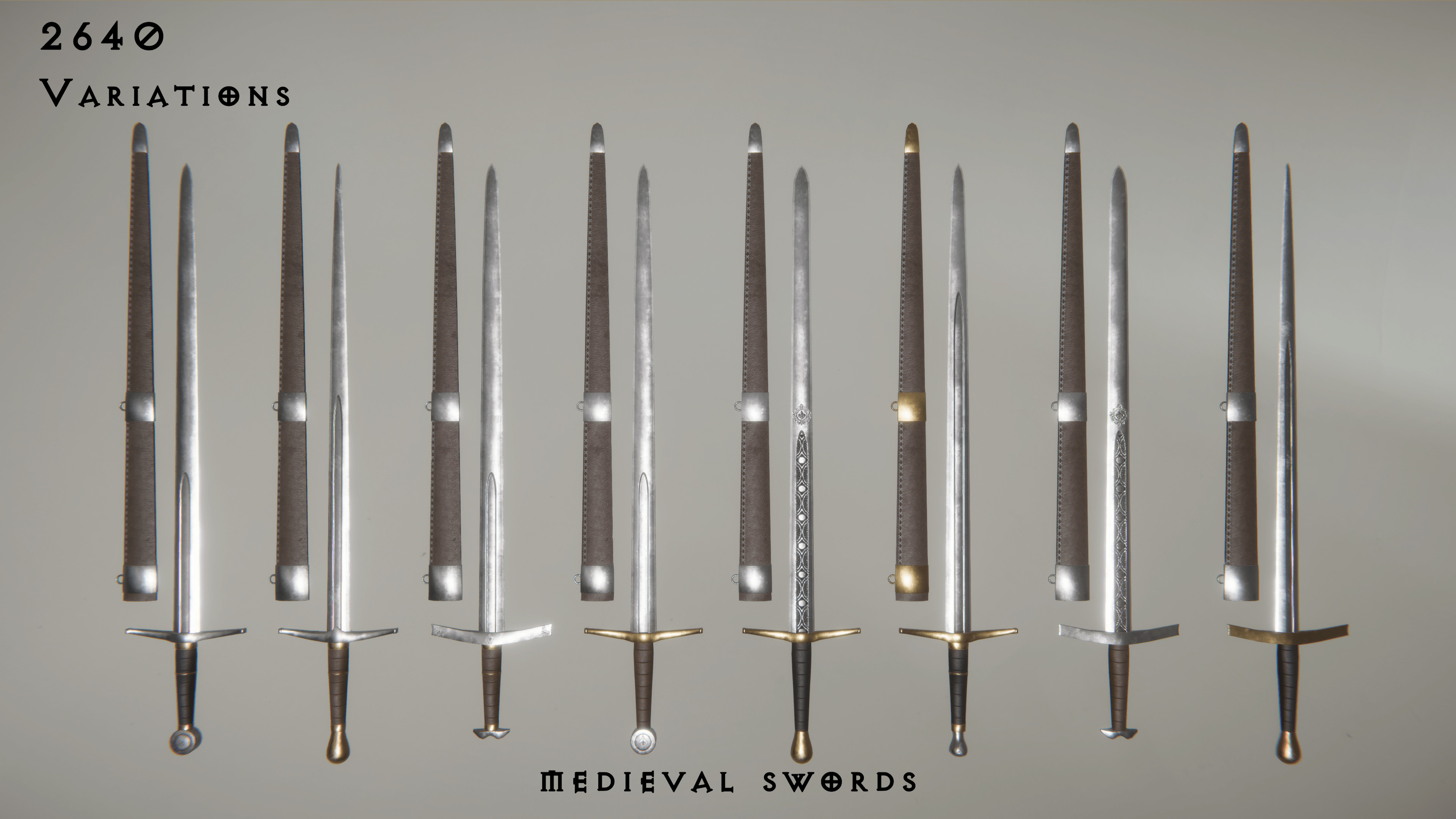 Modular Medieval Sword Asset Pack Low-poly 3D model_5