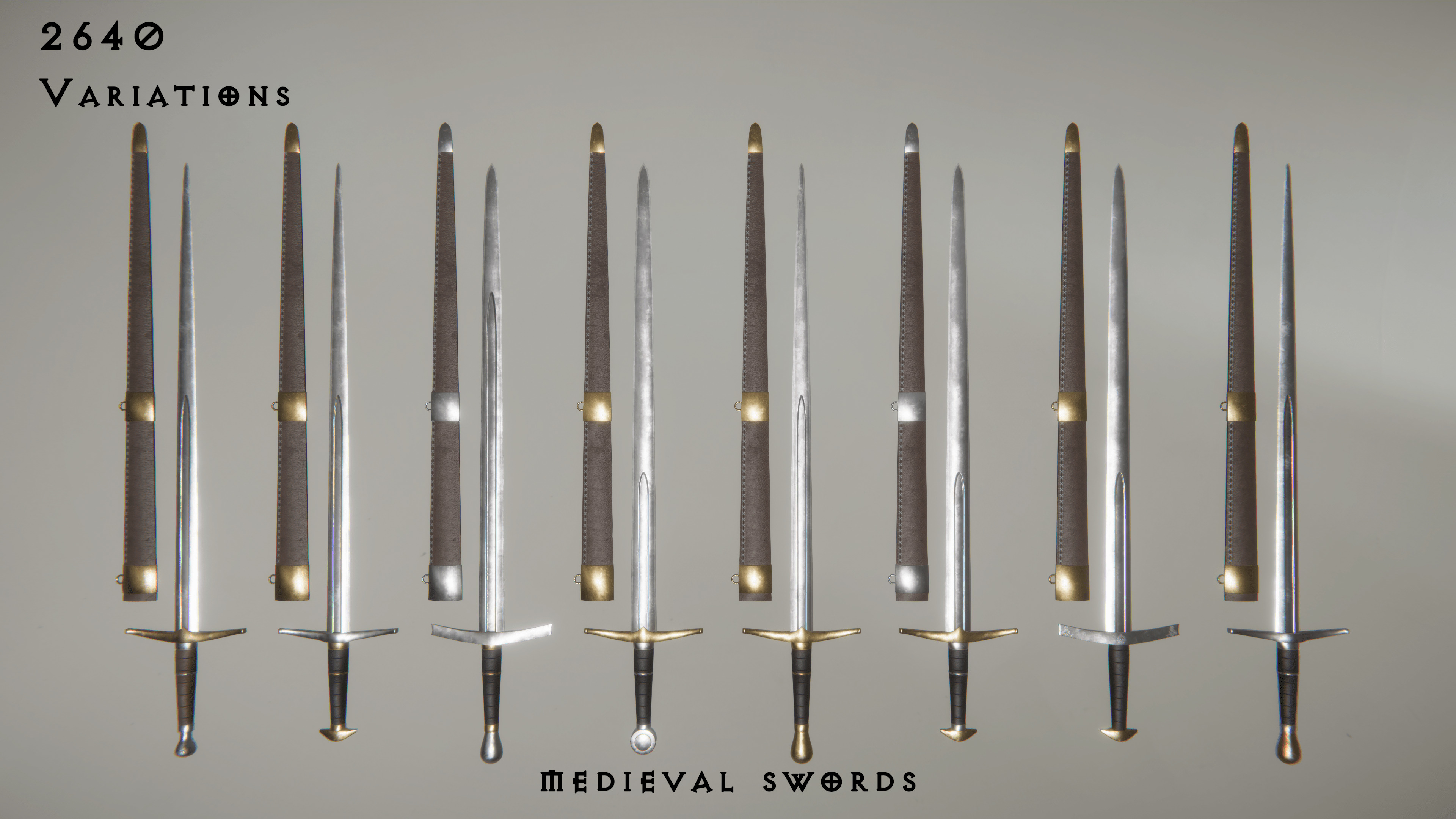 Modular Medieval Sword Asset Pack Low-poly 3D model_6