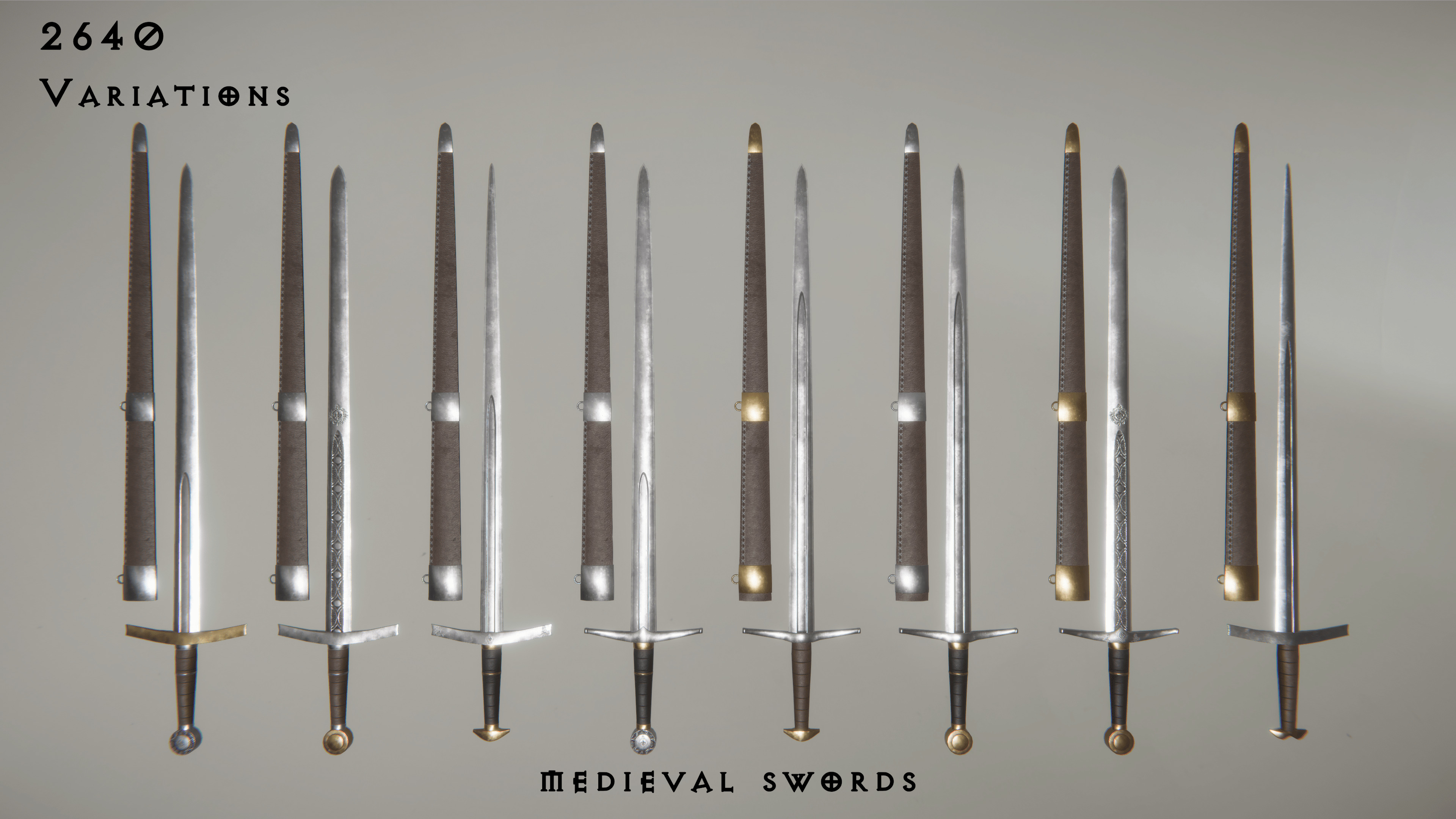 Modular Medieval Sword Asset Pack Low-poly 3D model_7