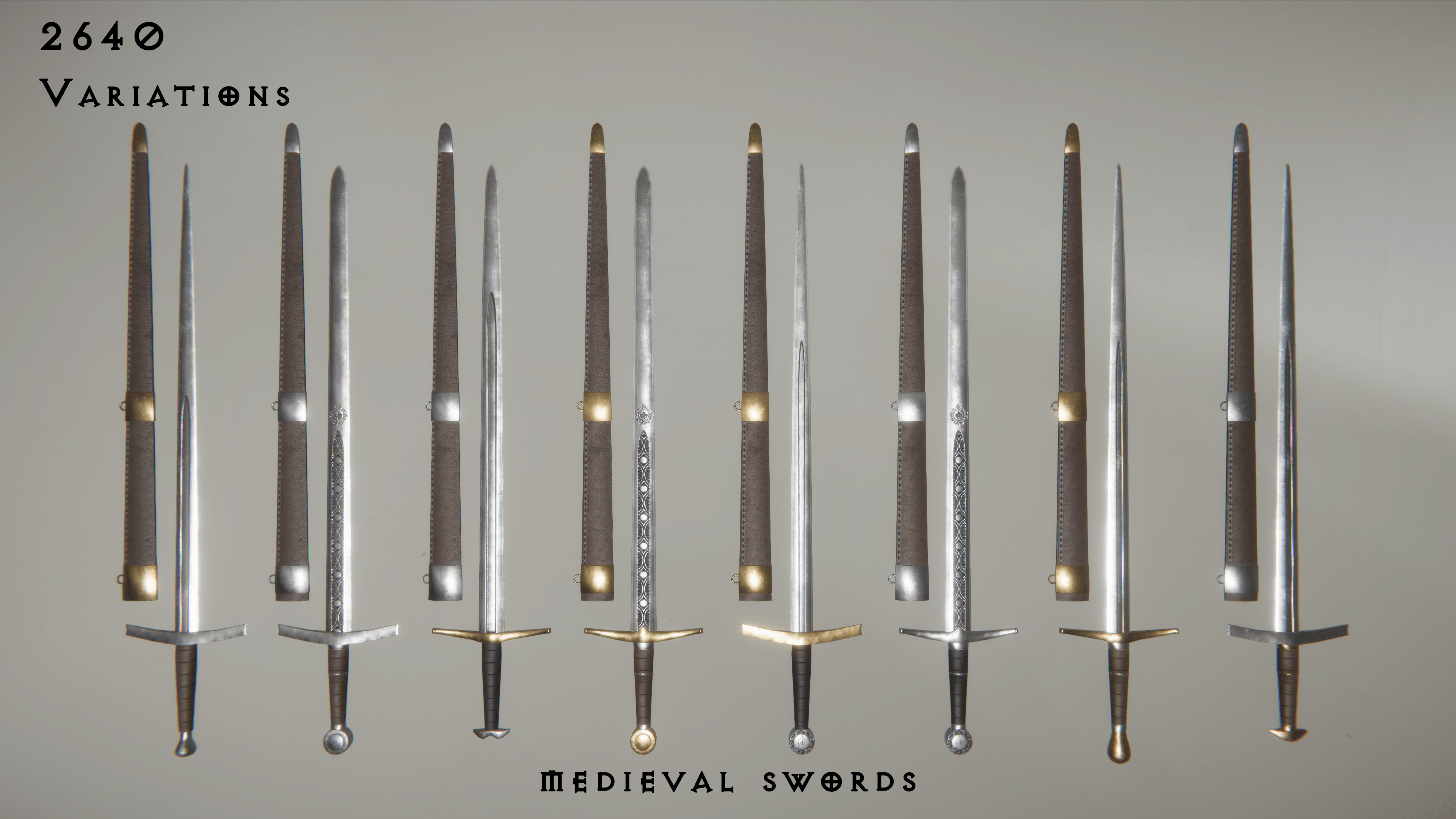 Modular Medieval Sword Asset Pack Low-poly 3D model_9