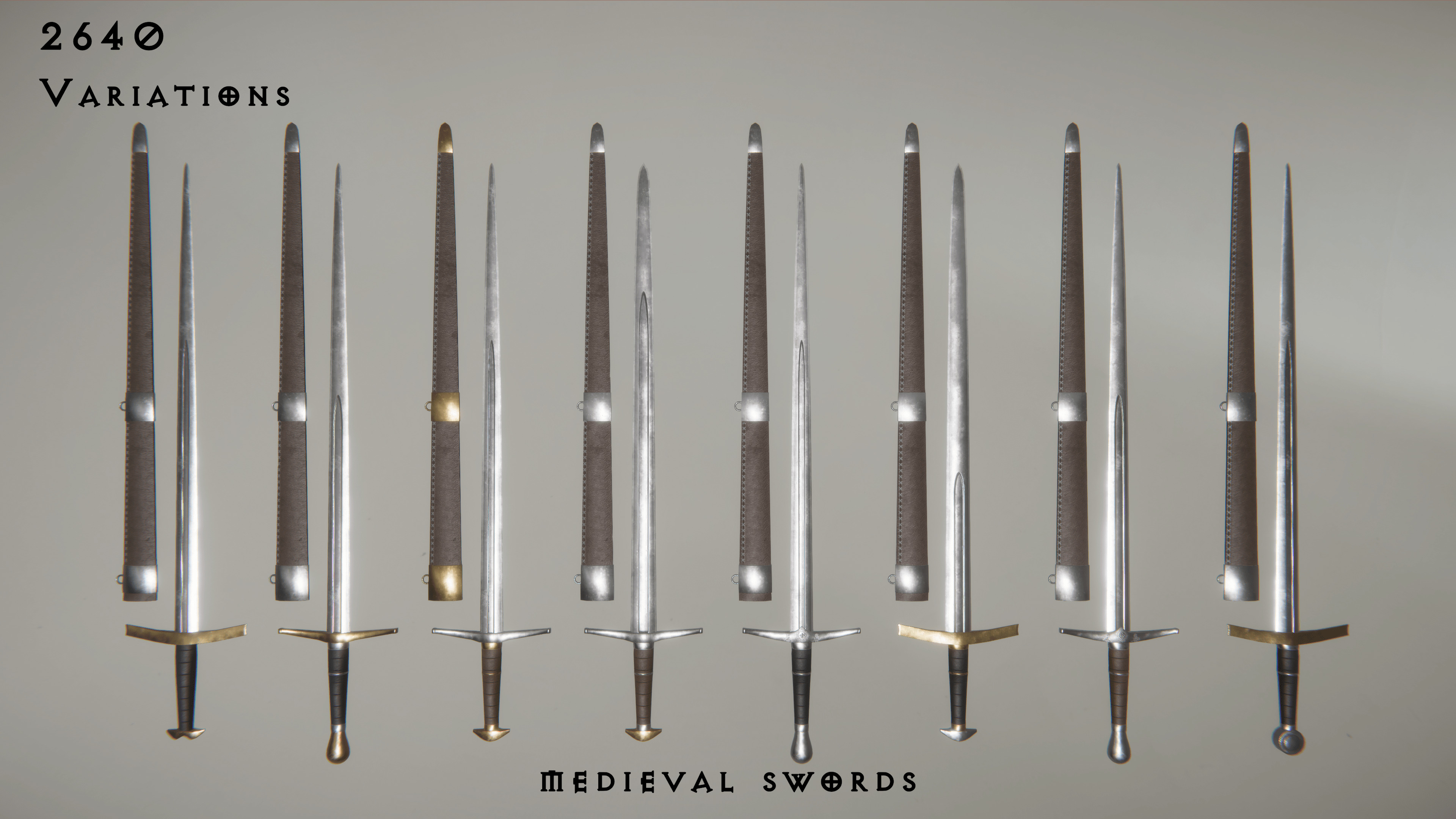 Modular Medieval Sword Asset Pack Low-poly 3D model_4