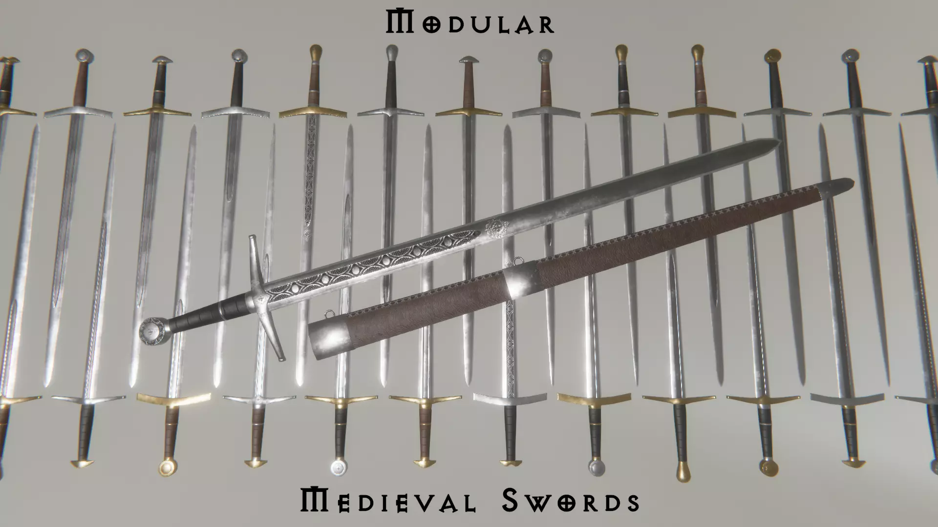 Modular Medieval Sword Asset Pack Low-poly 3D model_0