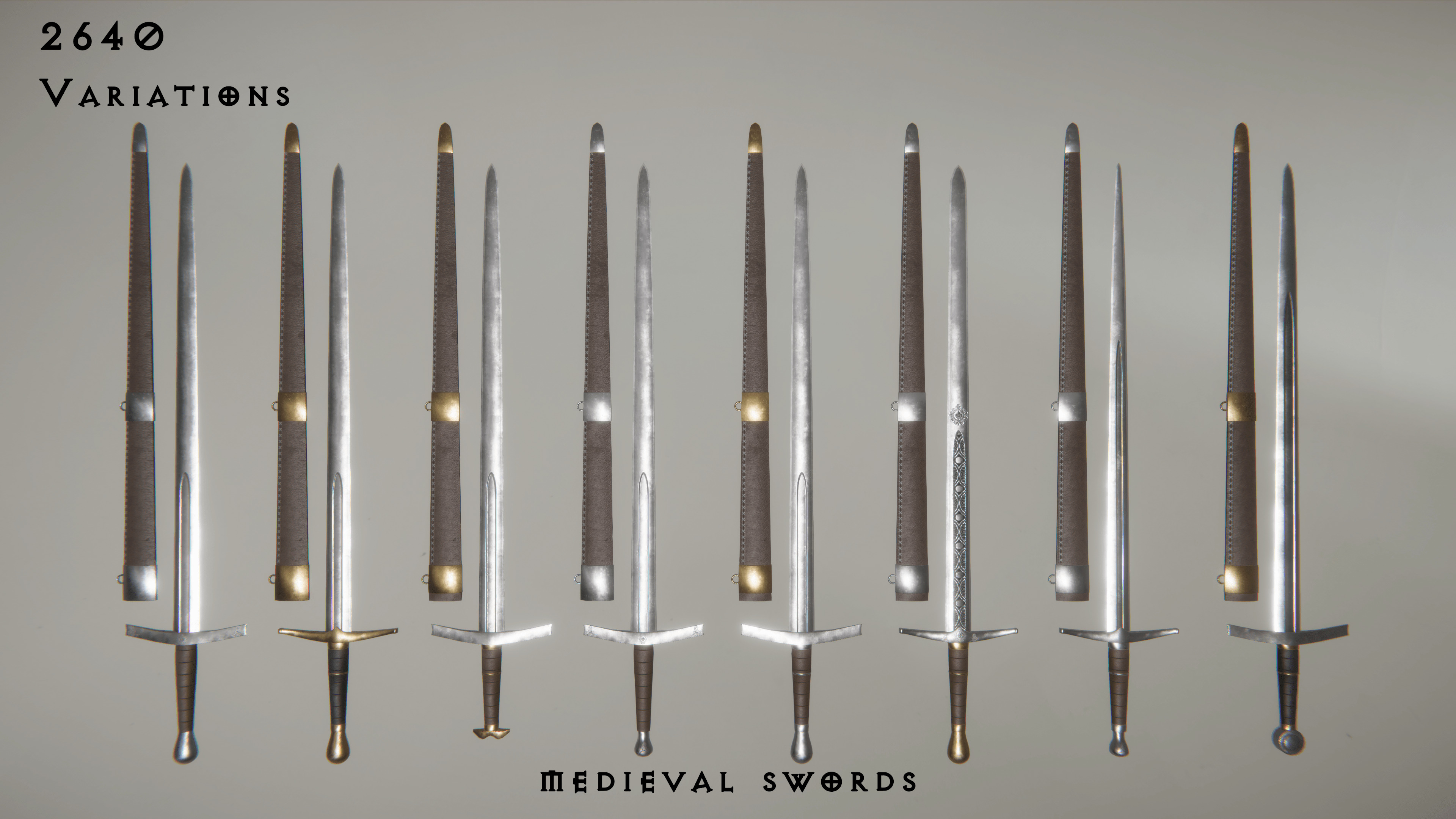 Modular Medieval Sword Asset Pack Low-poly 3D model_3