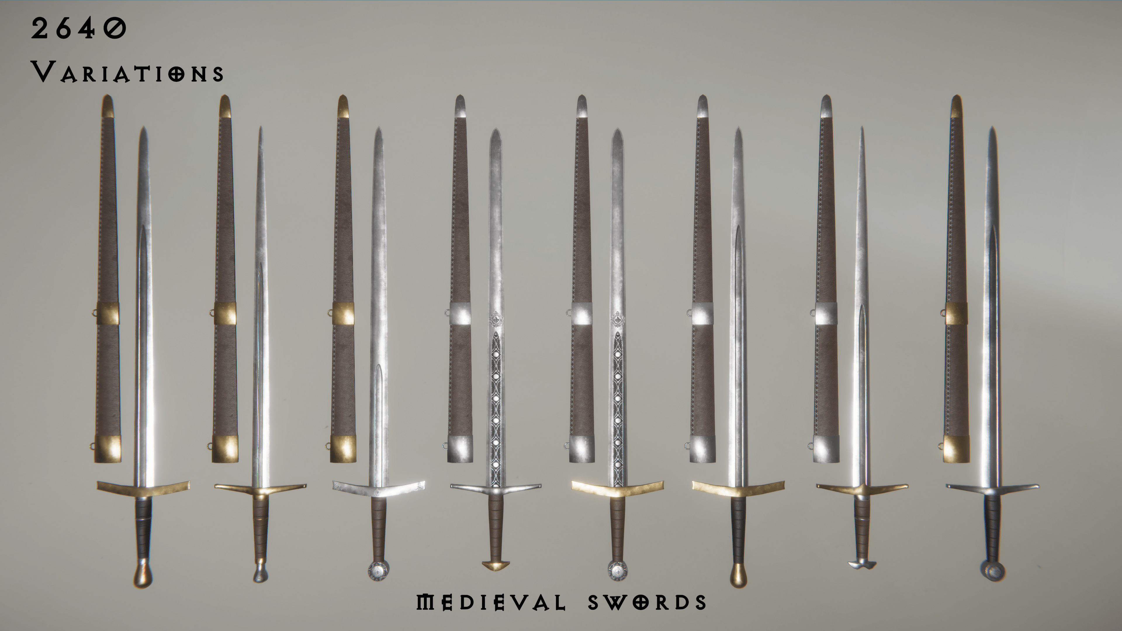 Modular Medieval Sword Asset Pack Low-poly 3D model_8