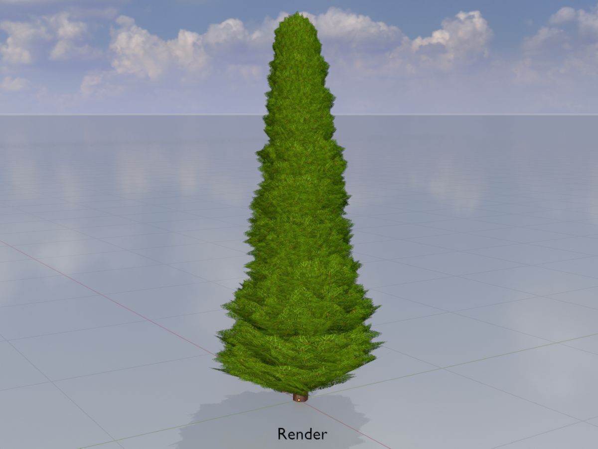 Mock cypress version-3 2000mm Low-poly 3D model_13