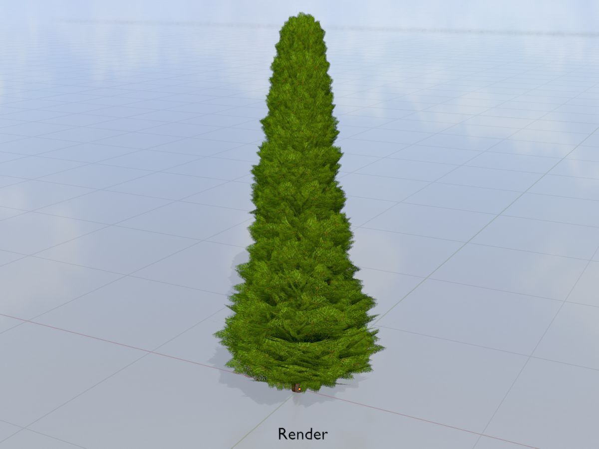 Mock cypress version-3 2000mm Low-poly 3D model_15