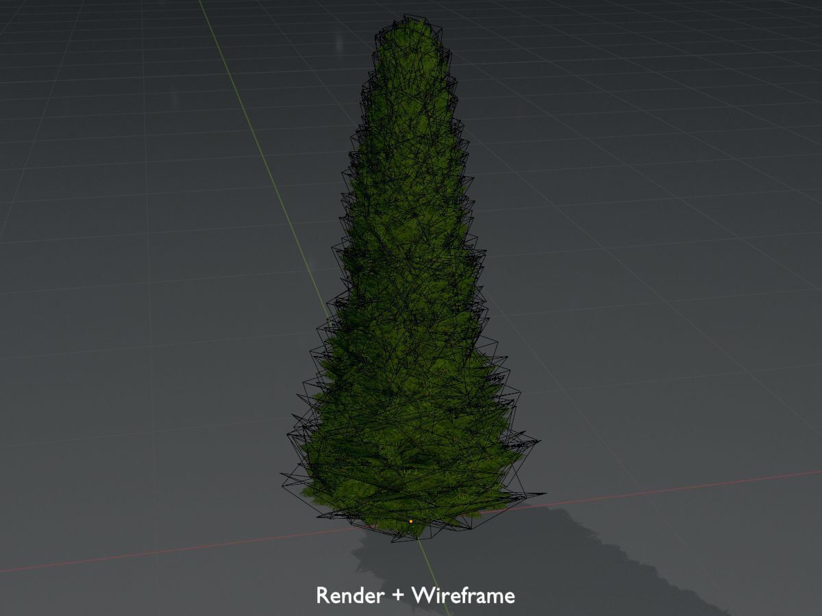 Mock cypress version-3 2000mm Low-poly 3D model_8