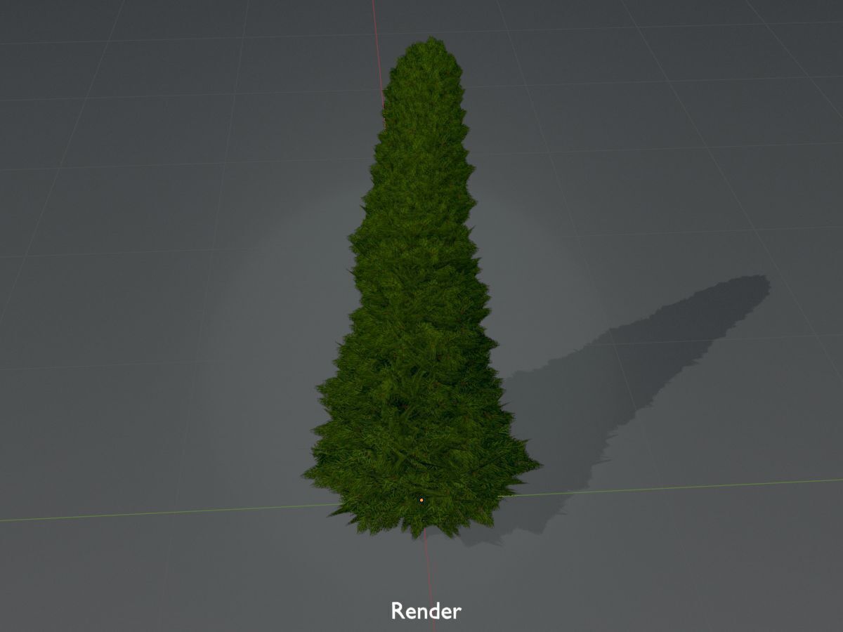 Mock cypress version-3 2000mm Low-poly 3D model_16