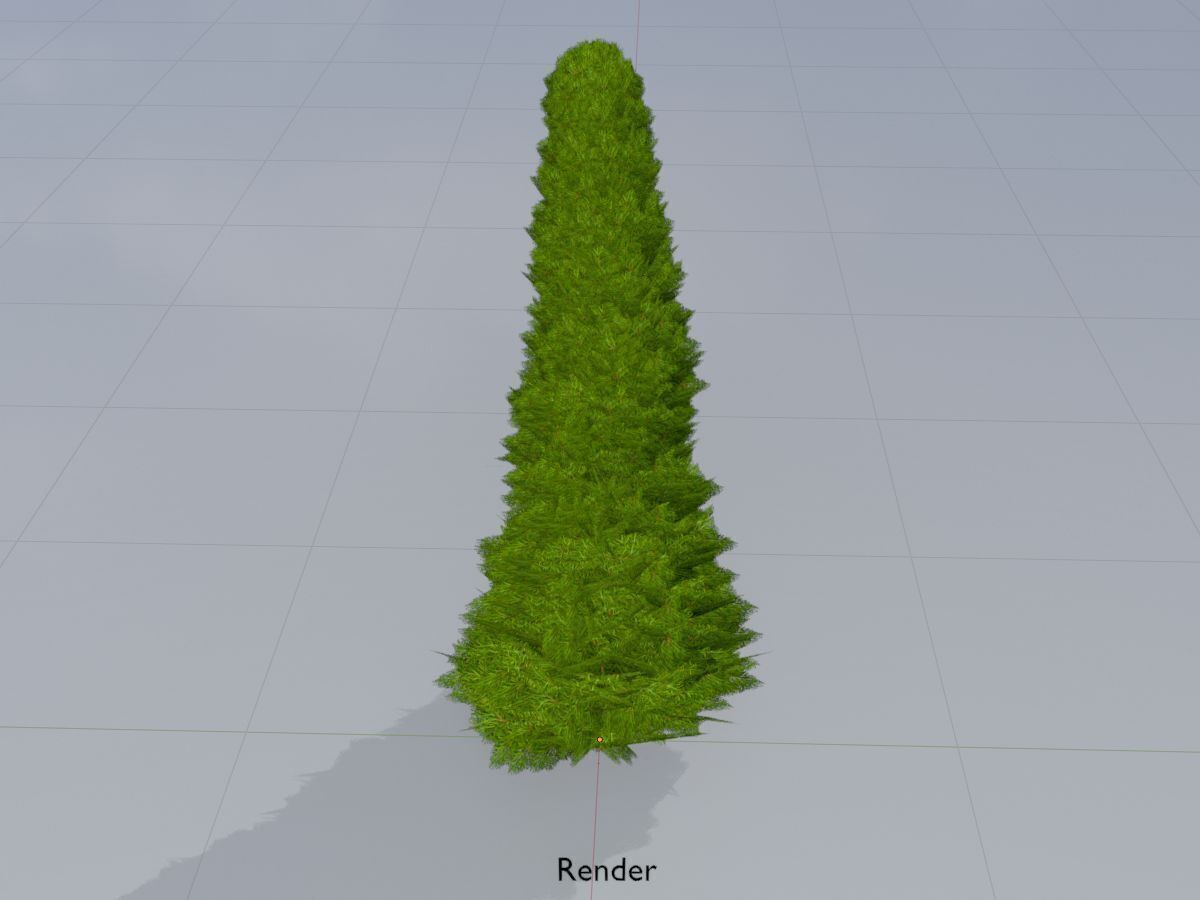 Mock cypress version-3 2000mm Low-poly 3D model_14