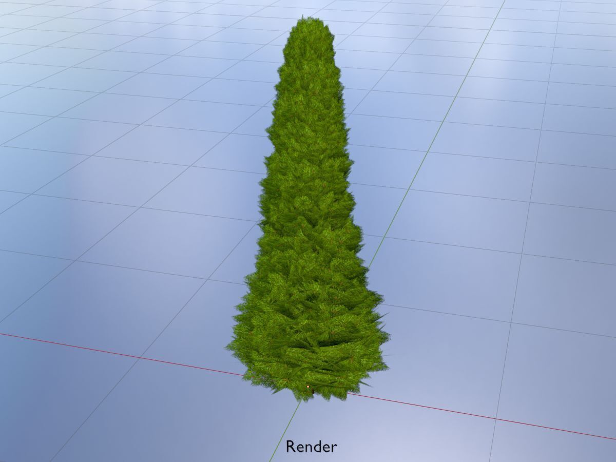 Mock cypress version-3 2000mm Low-poly 3D model_19