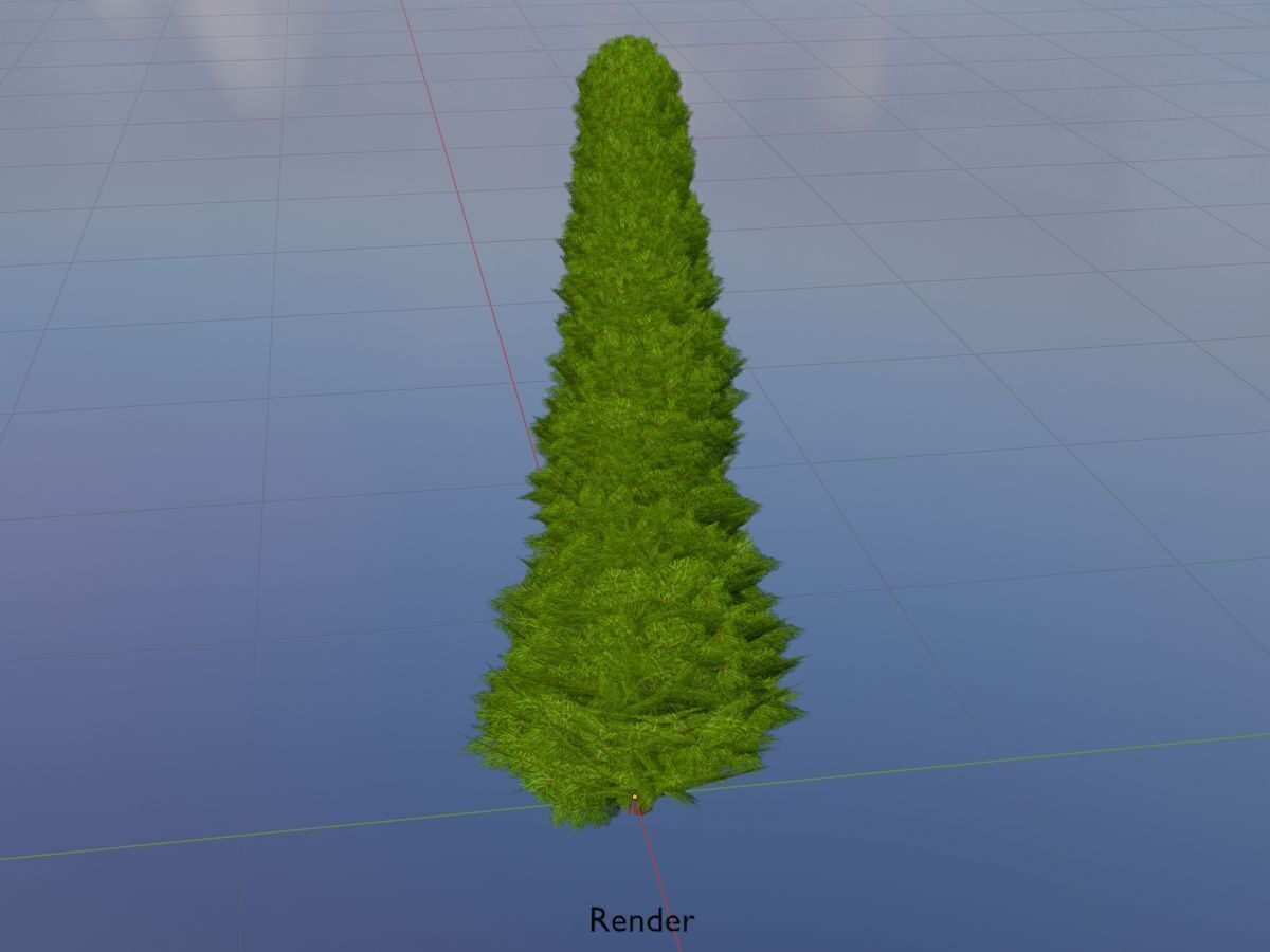 Mock cypress version-3 2000mm Low-poly 3D model_18