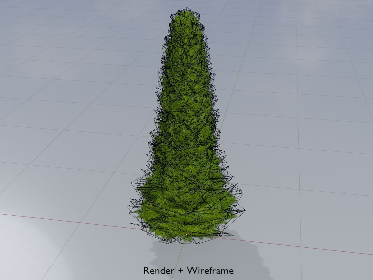 Mock cypress version-3 2000mm Low-poly 3D model_6