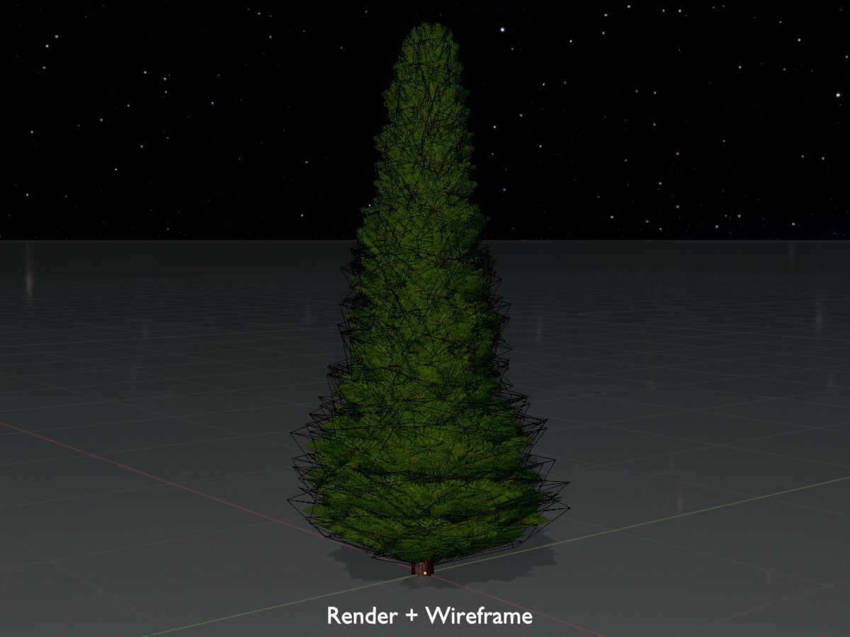 Mock cypress version-3 2000mm Low-poly 3D model_7