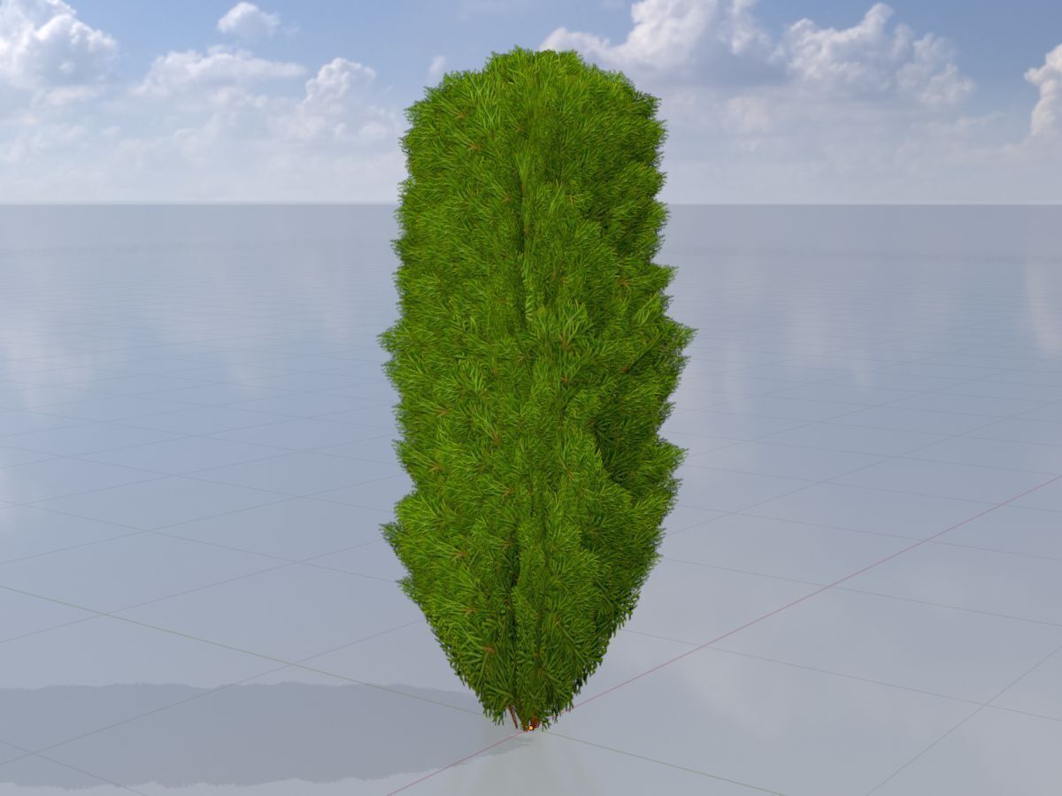 Mock cypress version-4 2000mm Low-poly 3D model_2