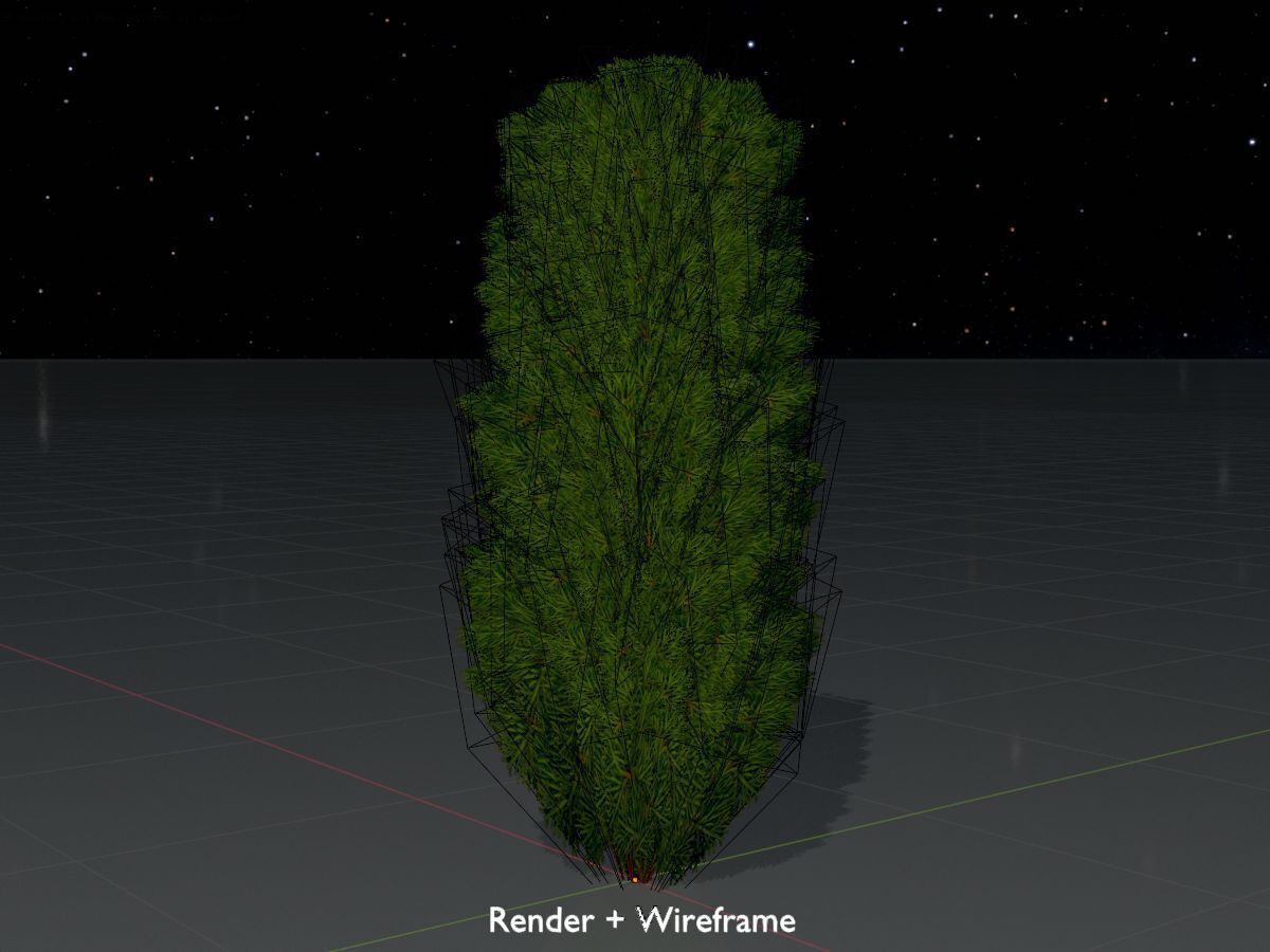 Mock cypress version-4 2000mm Low-poly 3D model_7