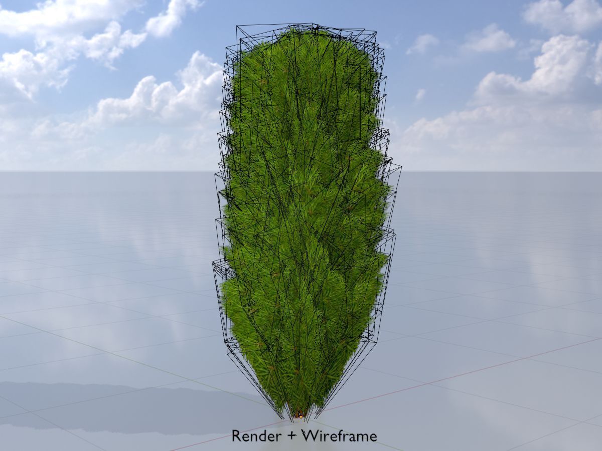 Mock cypress version-4 2000mm Low-poly 3D model_6