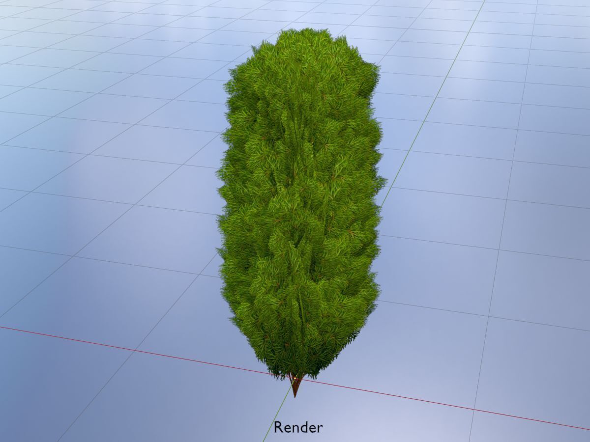 Mock cypress version-4 2000mm Low-poly 3D model_19