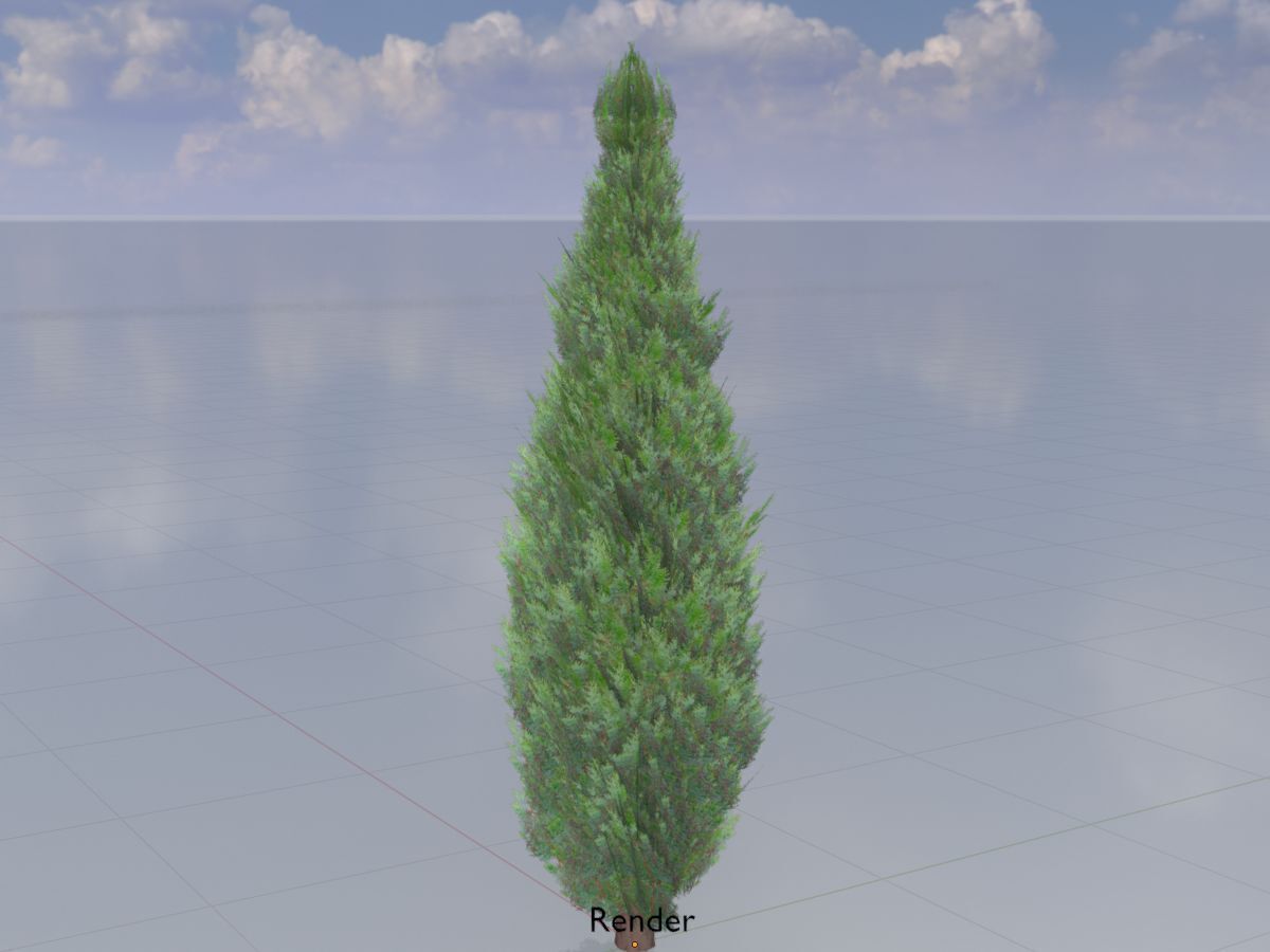 Mock cypress version-1 3000mm Low-poly 3D model_14