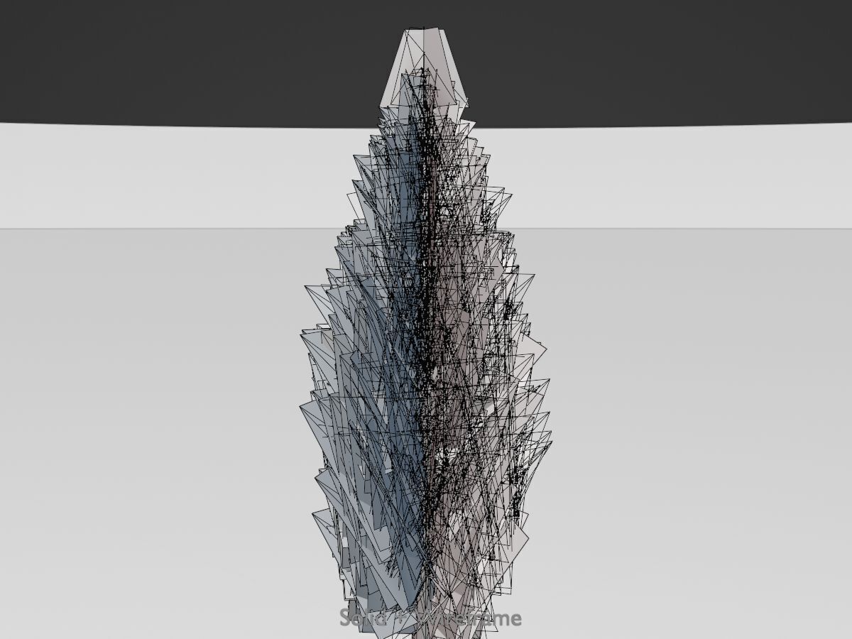 Mock cypress version-1 3000mm Low-poly 3D model_10