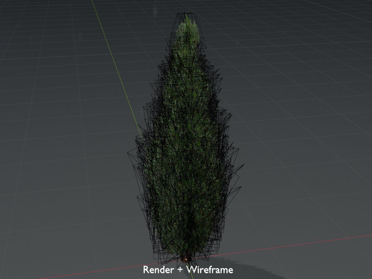 Mock cypress version-1 3000mm Low-poly 3D model_9