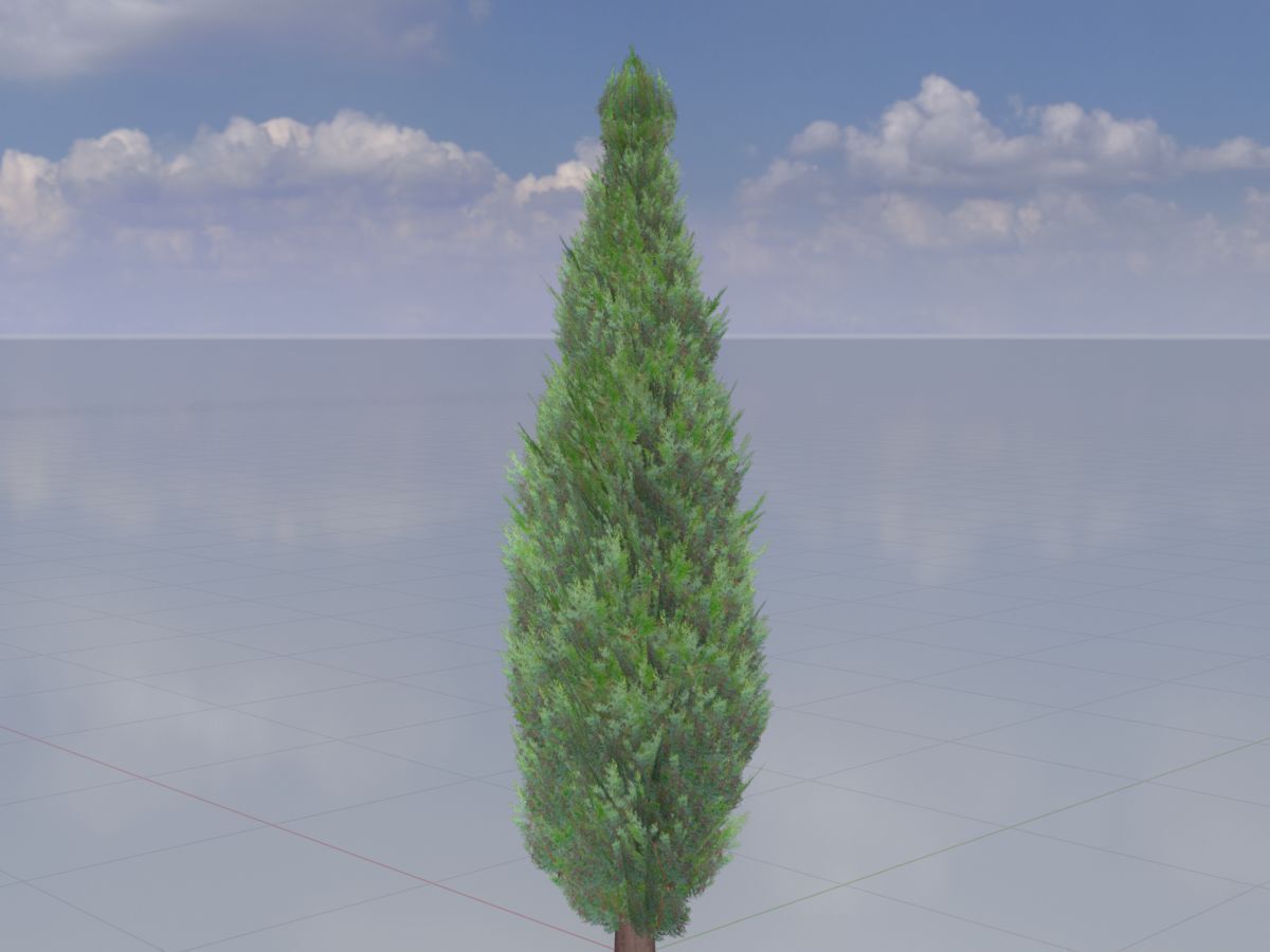 Mock cypress version-1 3000mm Low-poly 3D model_2