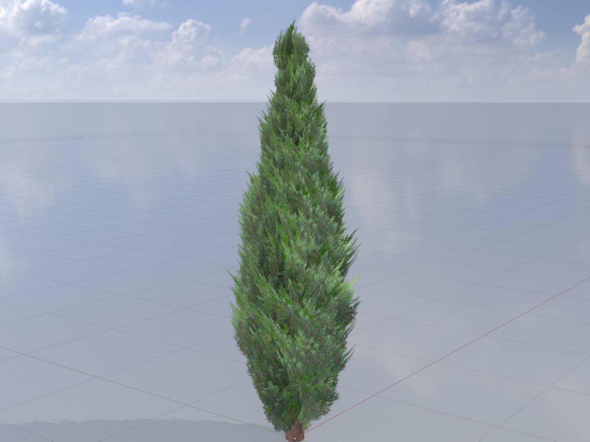 Mock cypress version-1 3000mm Low-poly 3D model_3