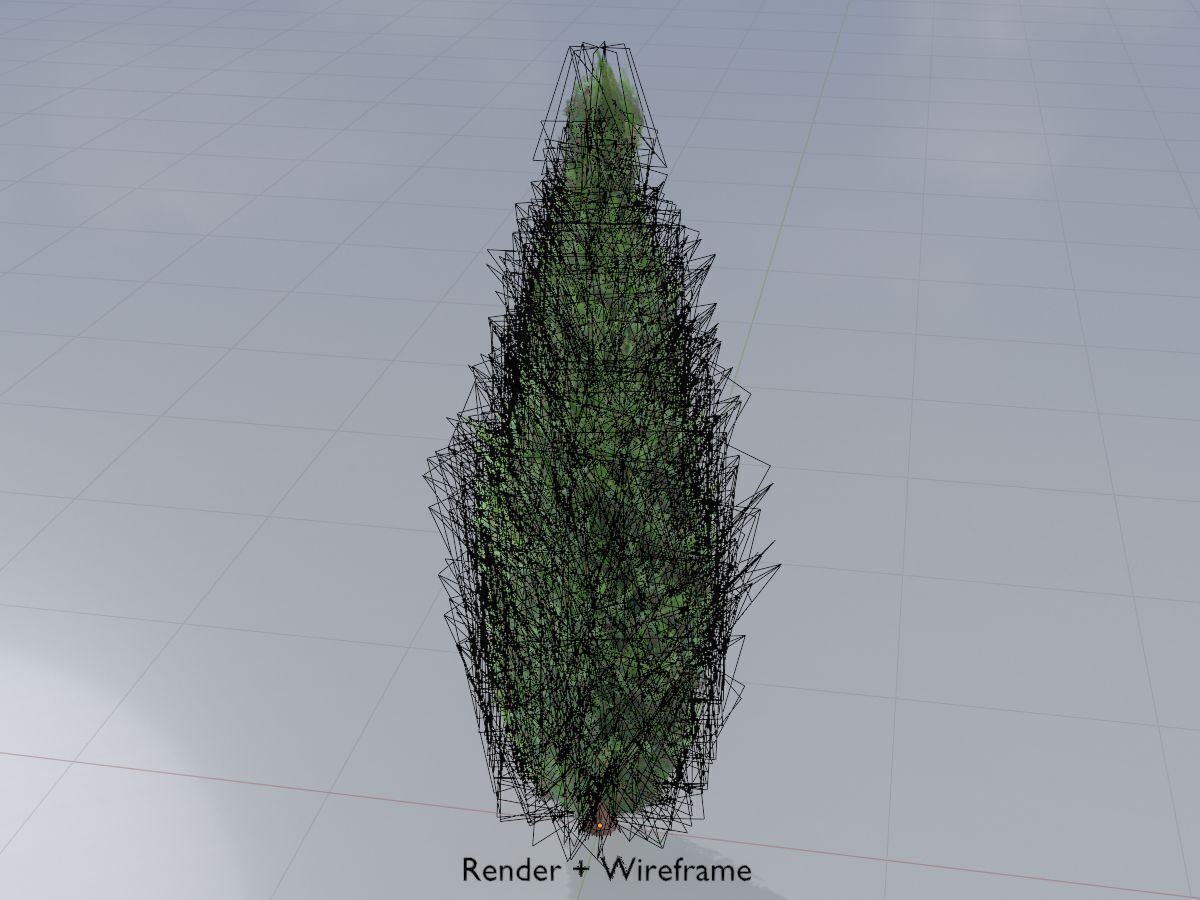 Mock cypress version-1 3000mm Low-poly 3D model_6
