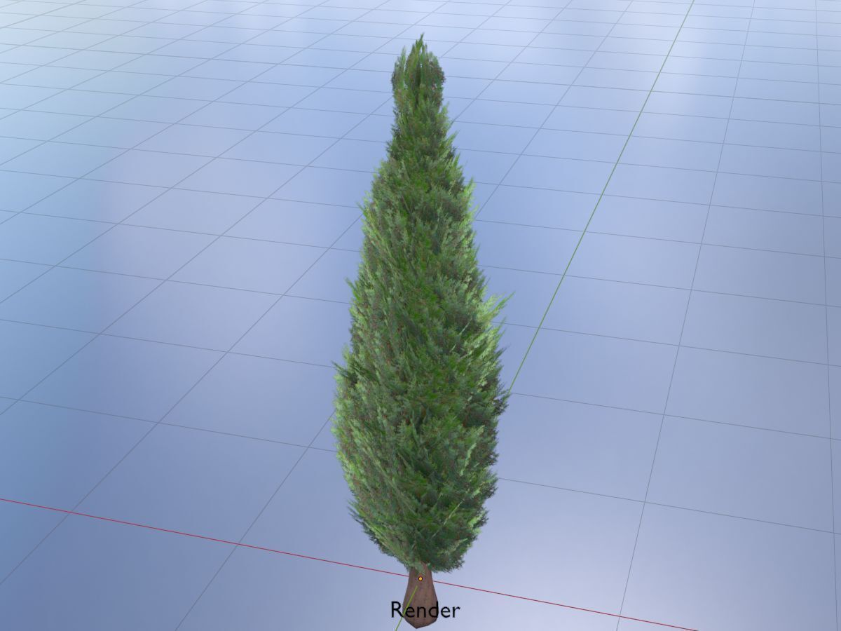 Mock cypress version-1 3000mm Low-poly 3D model_19