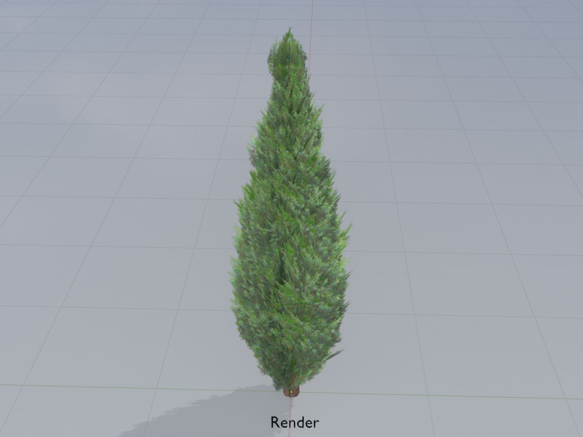 Mock cypress version-1 3000mm Low-poly 3D model_15