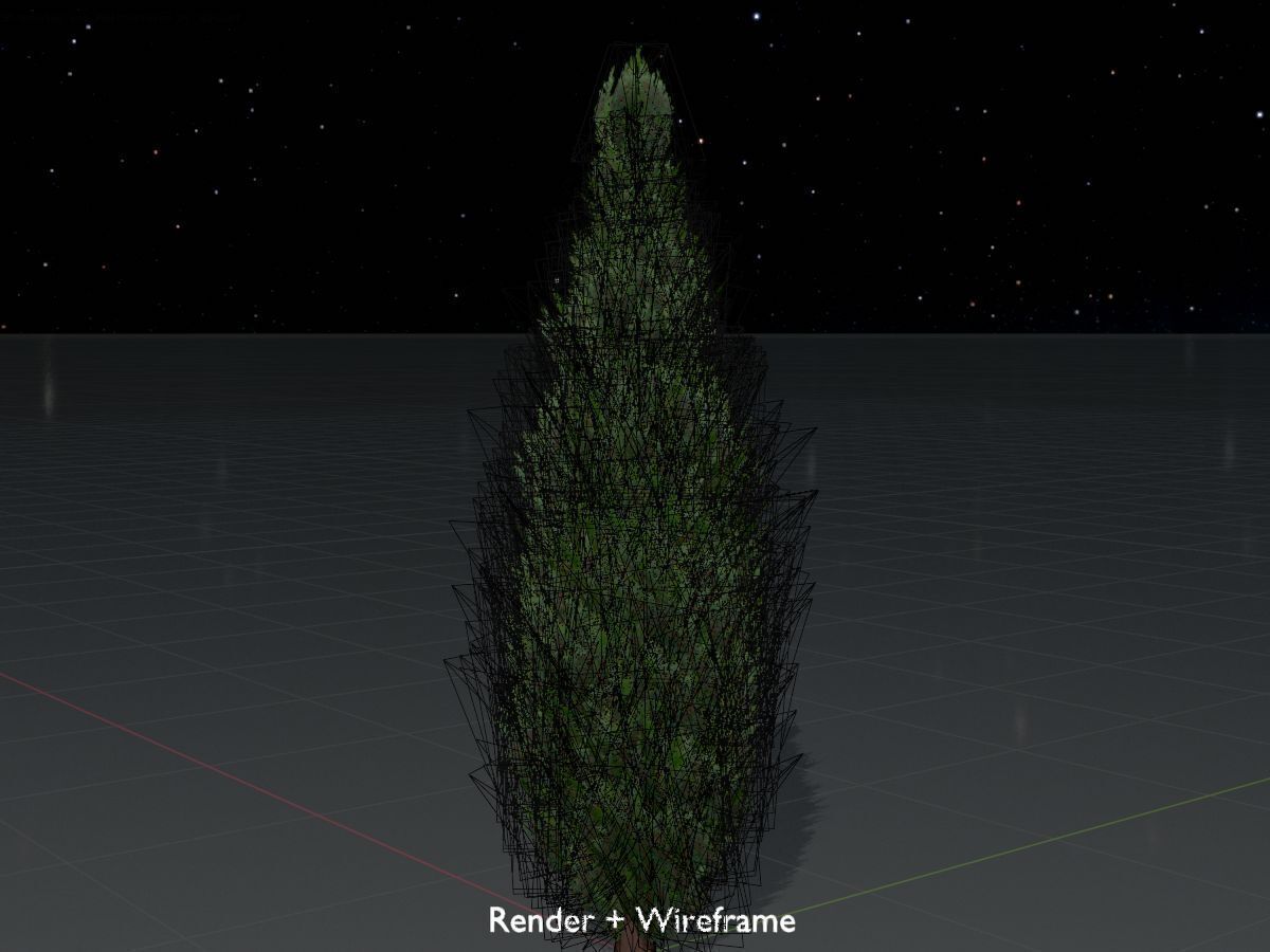 Mock cypress version-1 3000mm Low-poly 3D model_8