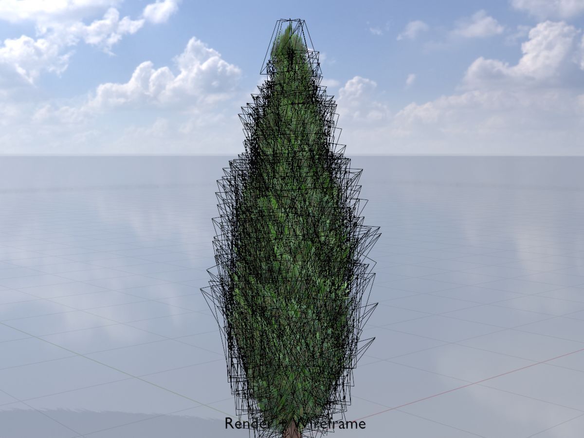 Mock cypress version-1 3000mm Low-poly 3D model_7
