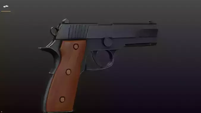 Realistic Low-Poly Pistol 3D Model Handgun with PBR Textures