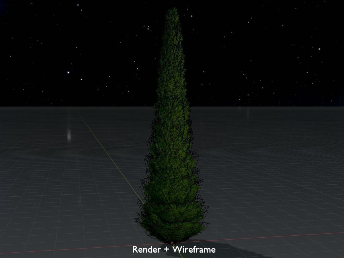 Mock cypress version-1 8000mm Low-poly 3D model_8
