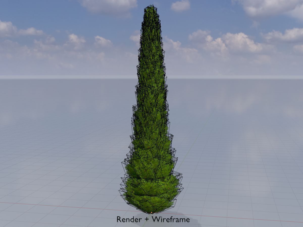 Mock cypress version-1 8000mm Low-poly 3D model_5