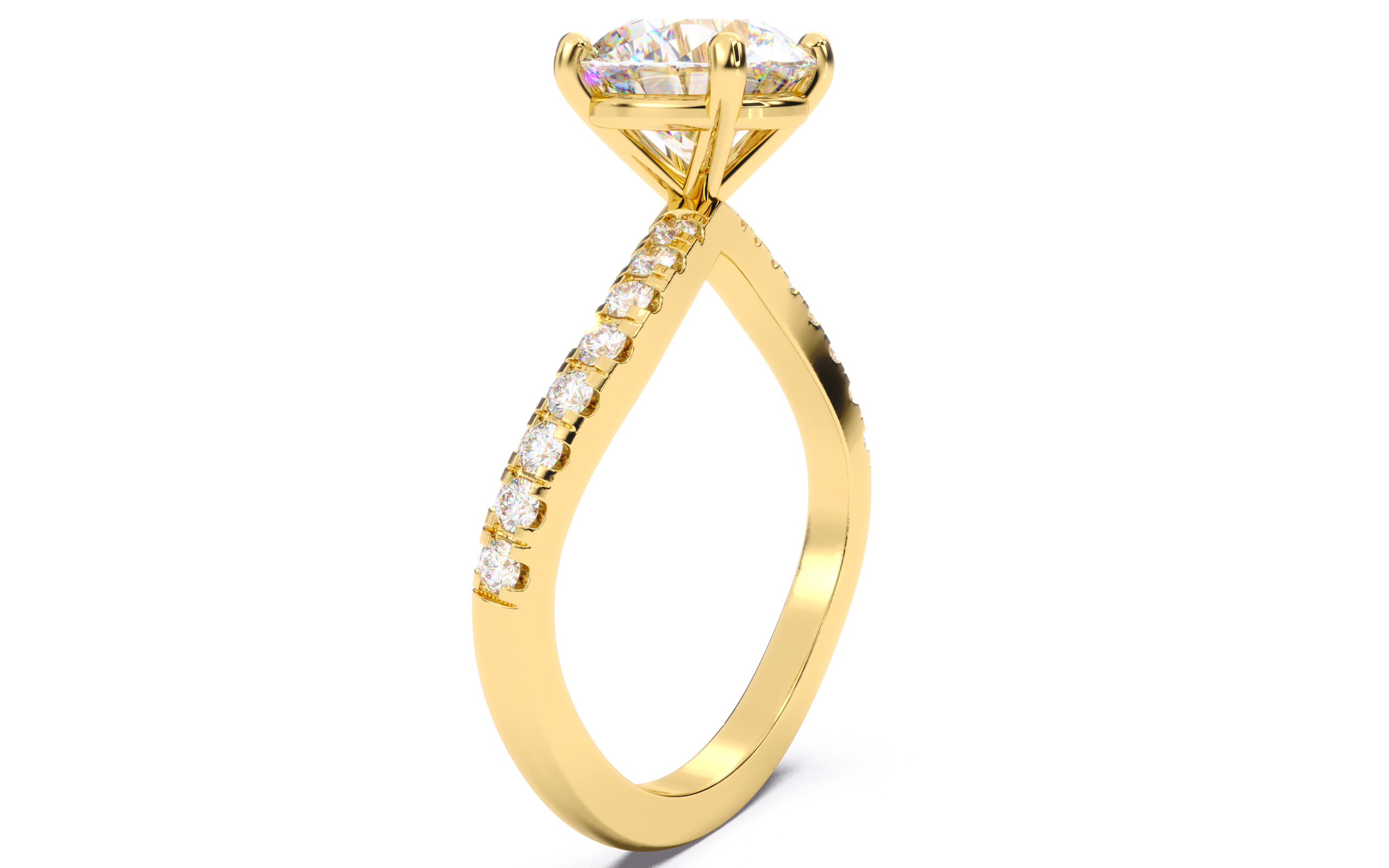 Round Diamond Pave Setting Solitaire Ring  3D print model_2