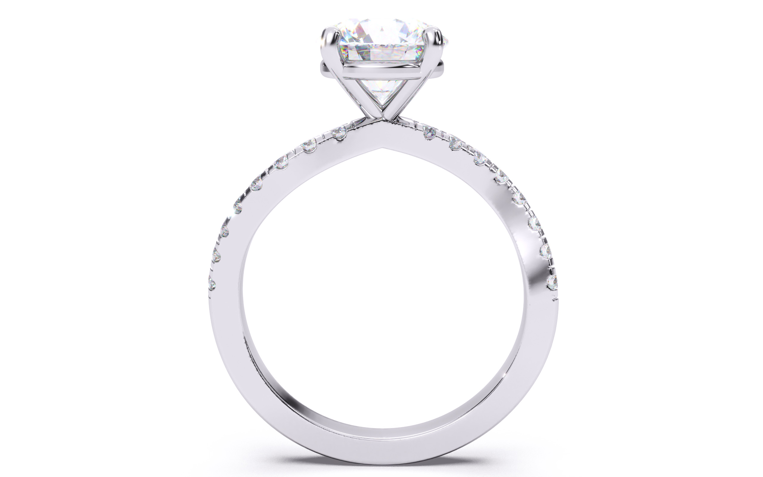 Round Diamond Pave Setting Solitaire Ring  3D print model_8