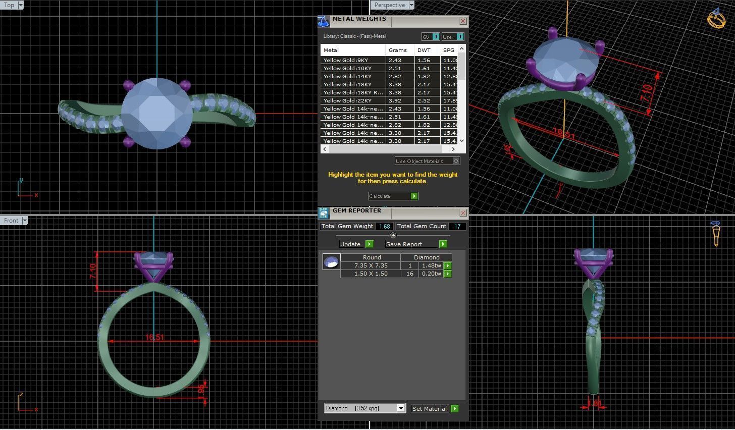 Round Diamond Pave Setting Solitaire Ring  3D print model_1
