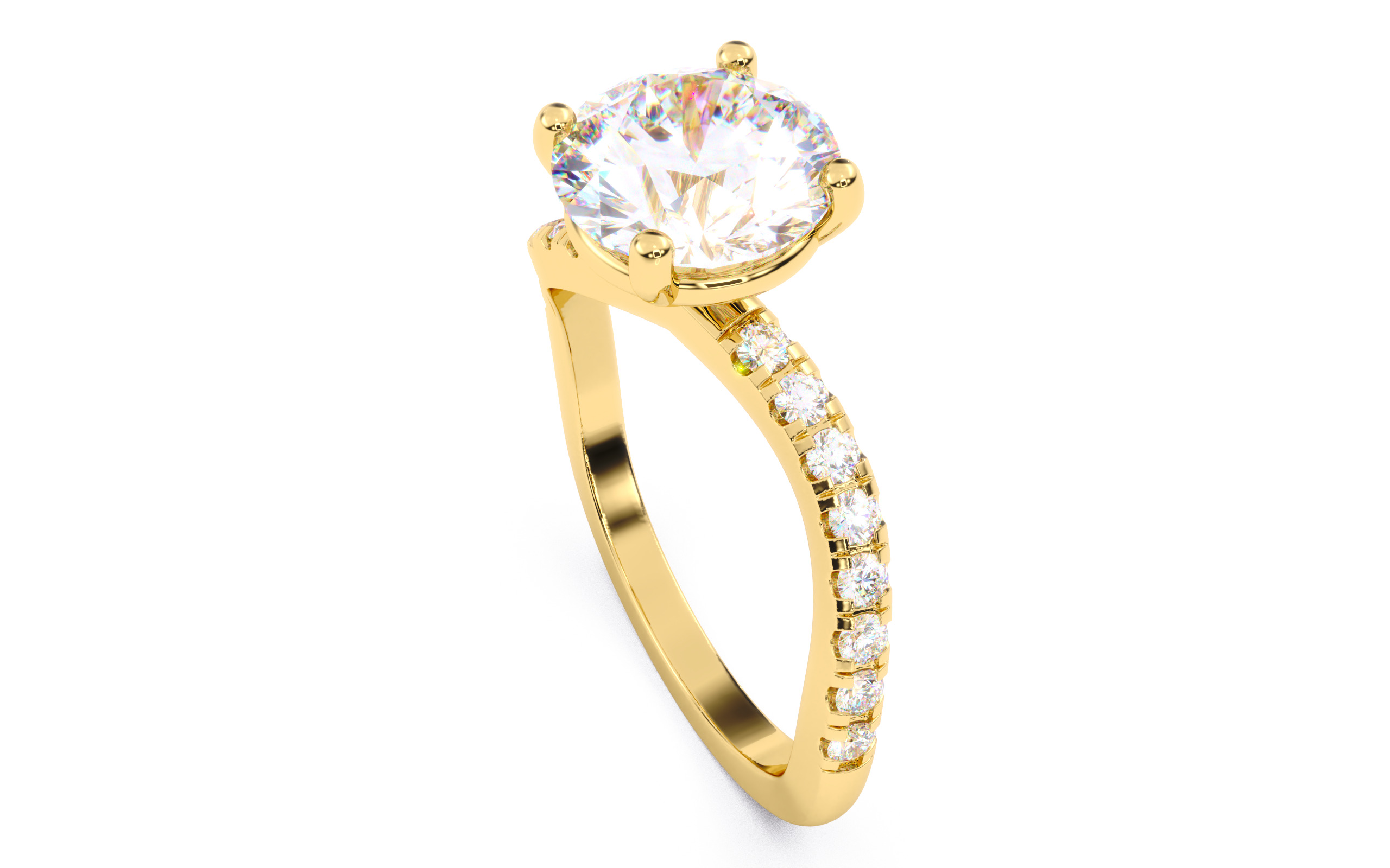Round Diamond Pave Setting Solitaire Ring  3D print model_3