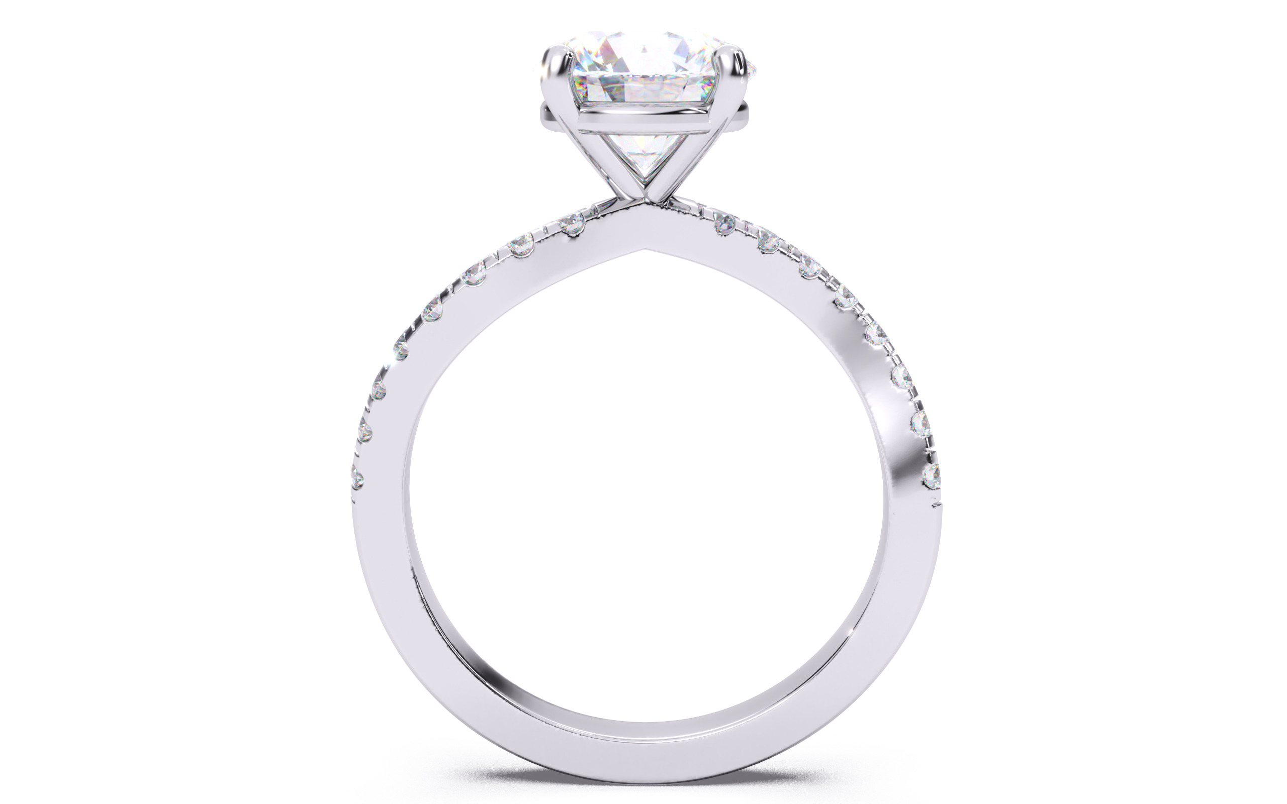 Round Diamond Pave Setting Solitaire Ring  3D print model_7