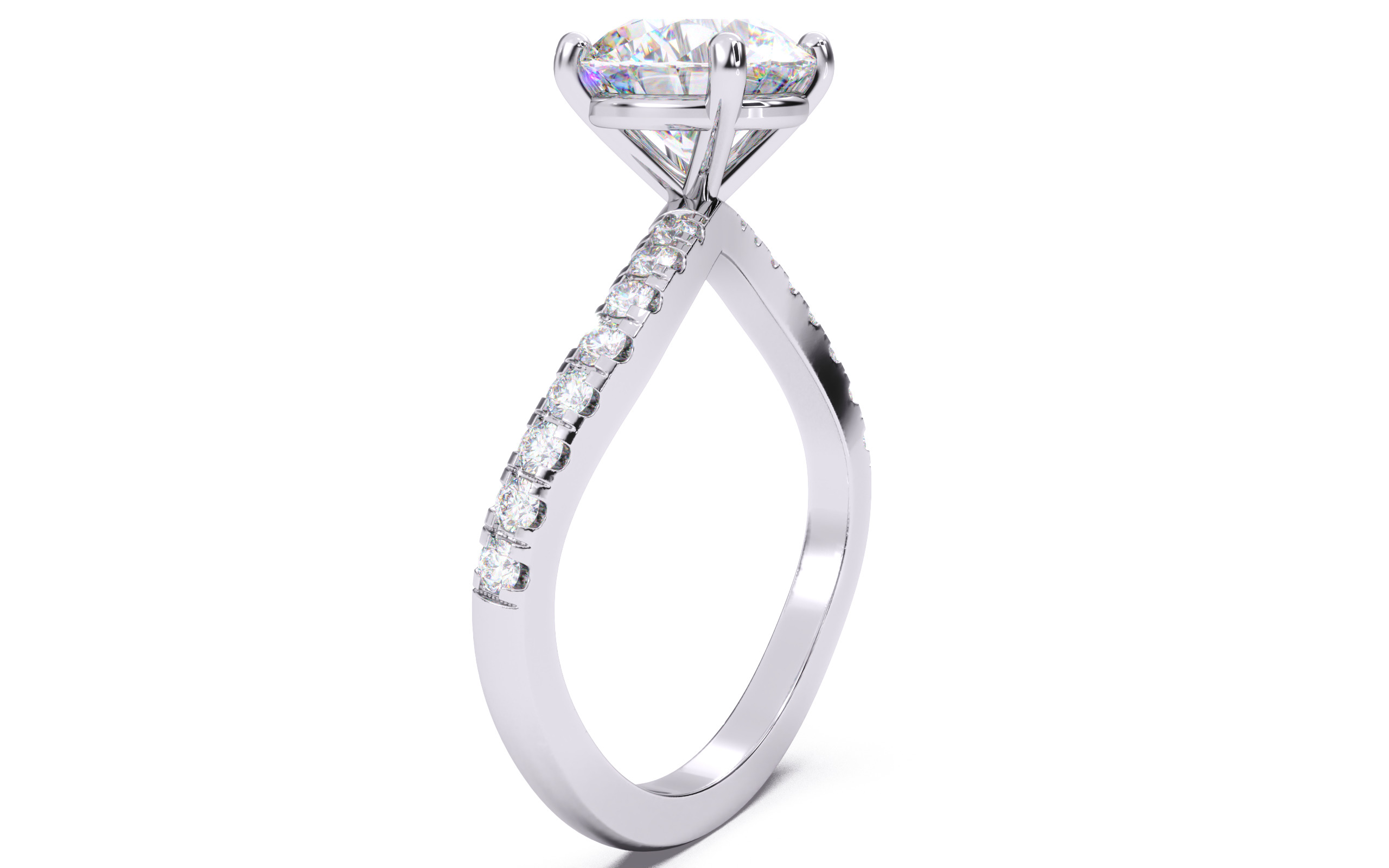 Round Diamond Pave Setting Solitaire Ring  3D print model_12