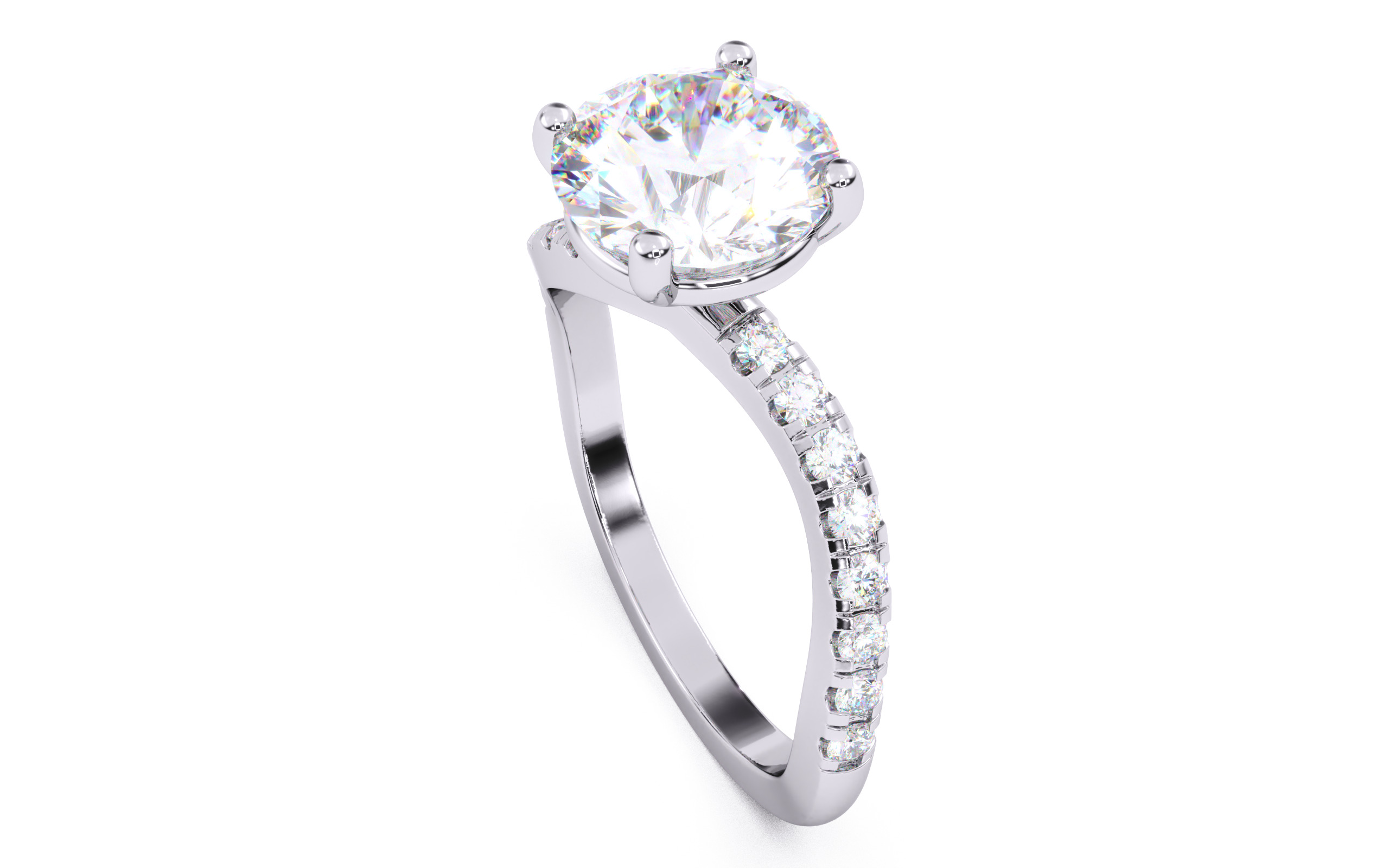 Round Diamond Pave Setting Solitaire Ring  3D print model_23