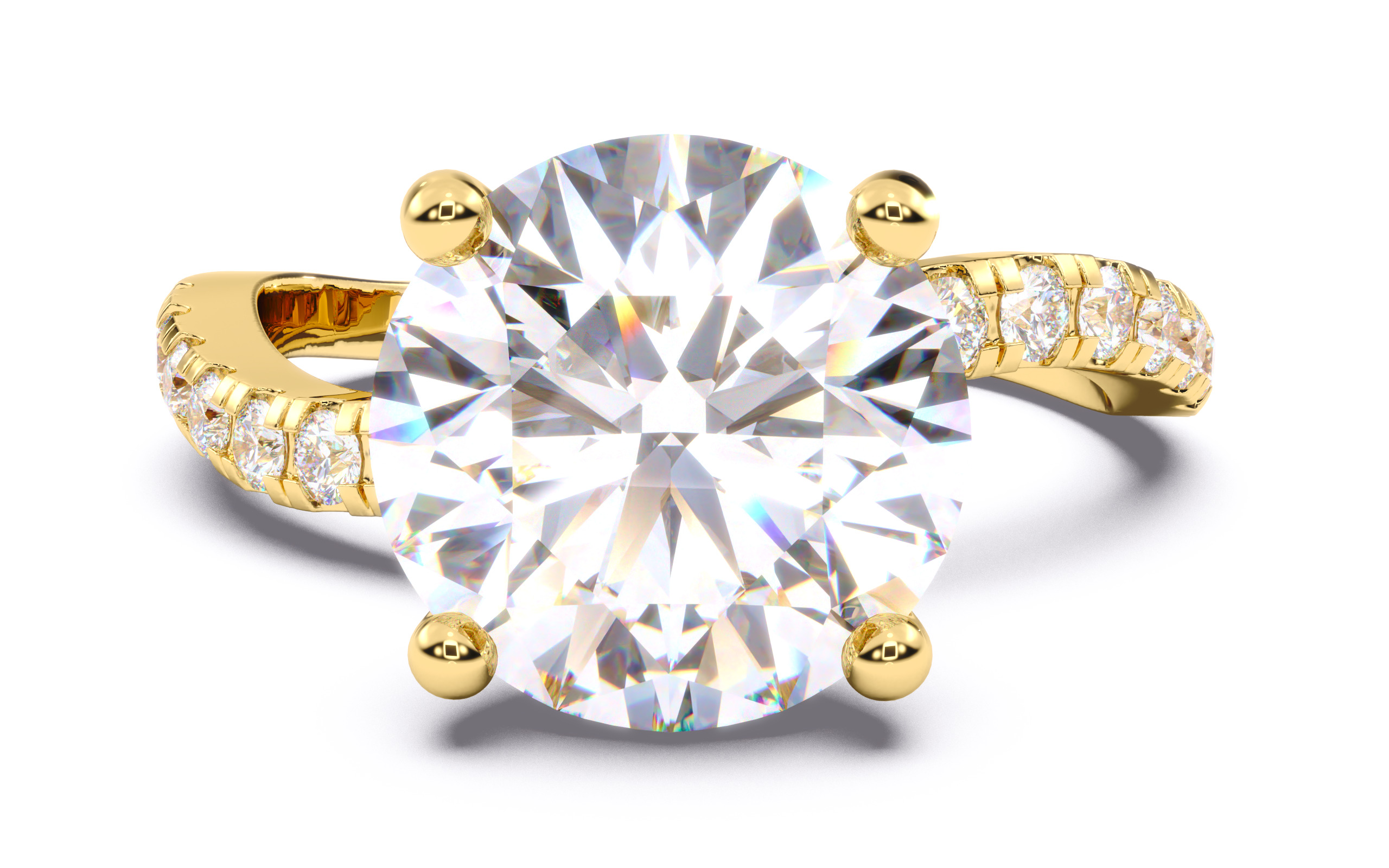 Round Diamond Pave Setting Solitaire Ring  3D print model_16