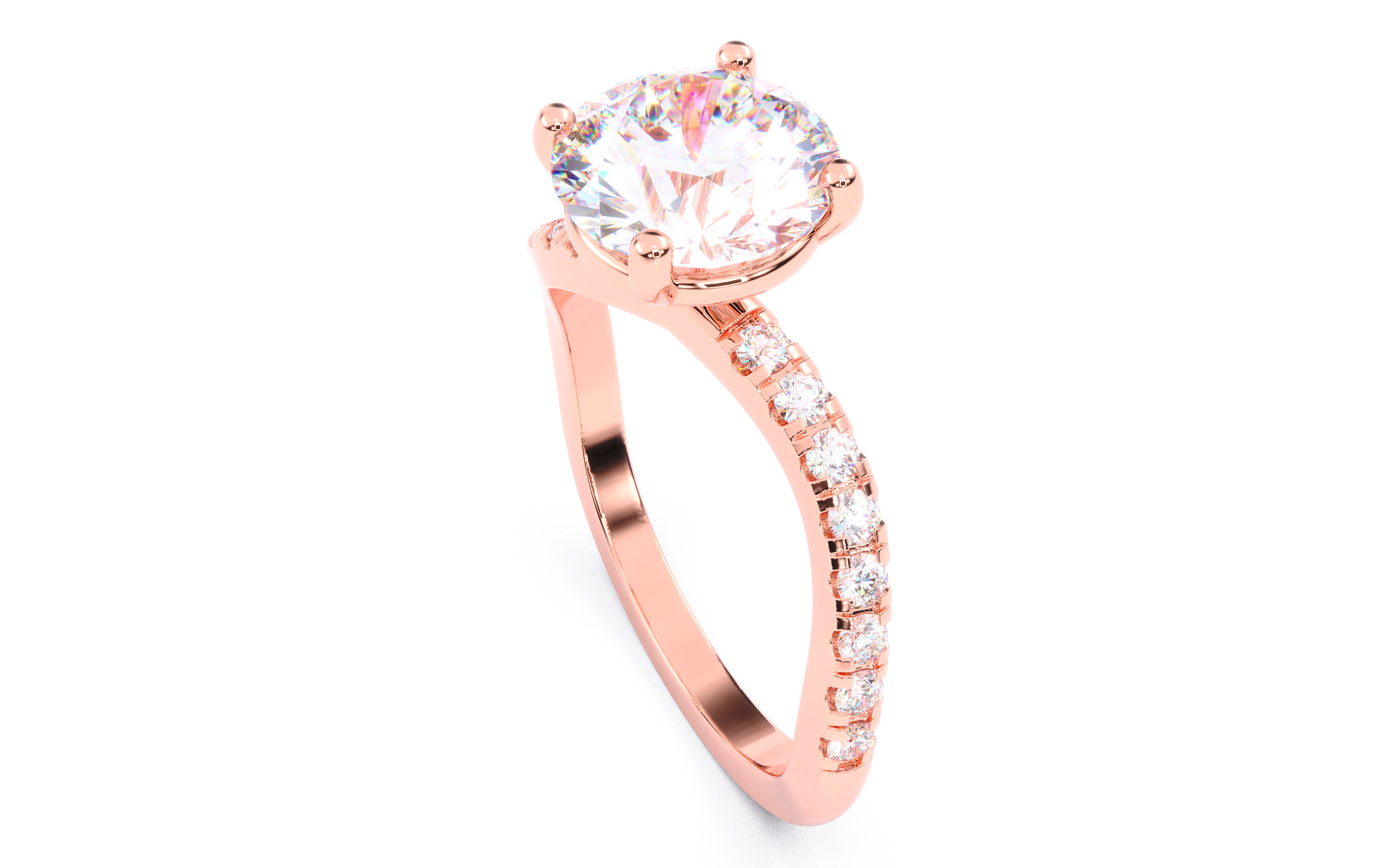 Round Diamond Pave Setting Solitaire Ring  3D print model_21