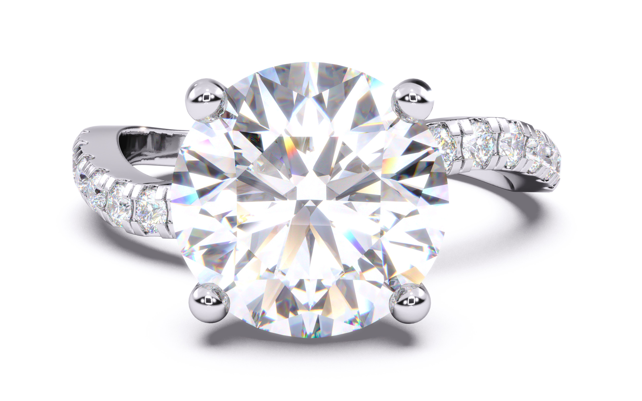 Round Diamond Pave Setting Solitaire Ring  3D print model_14