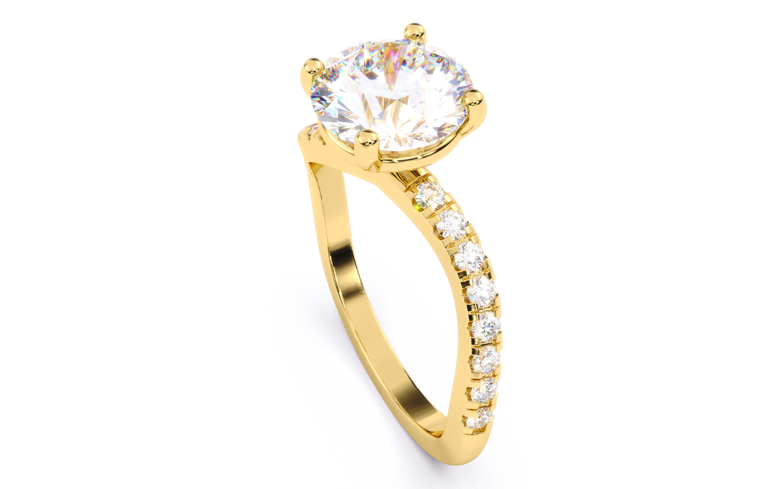 Round Diamond Pave Setting Solitaire Ring  3D print model_4